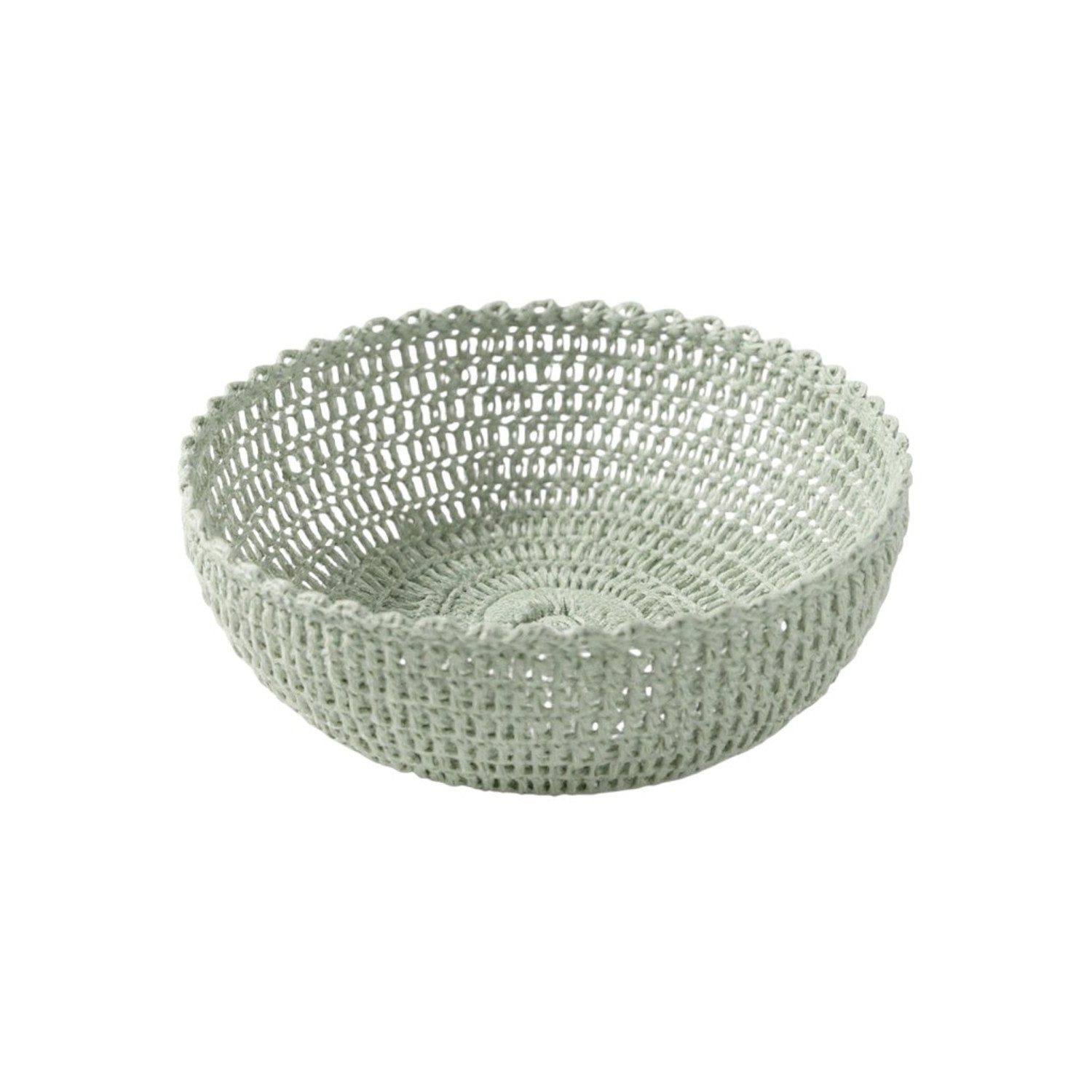 Macosa Home Dekoschale Makramee Baumwolle Grün 25 oder 22 cm rund Boho (Dekoration Makrameeschale, Zierkorb Aufbewahrungsschale), Deko Schale Tischdekoration Ablageschale