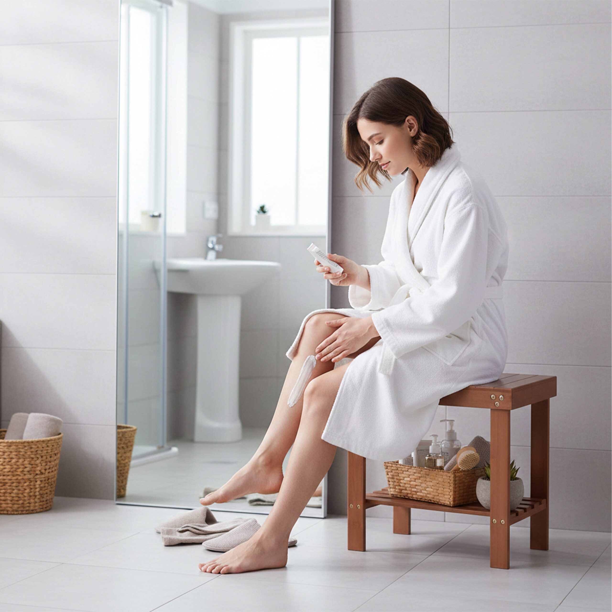 relaxdays Badhocker aus Bambus