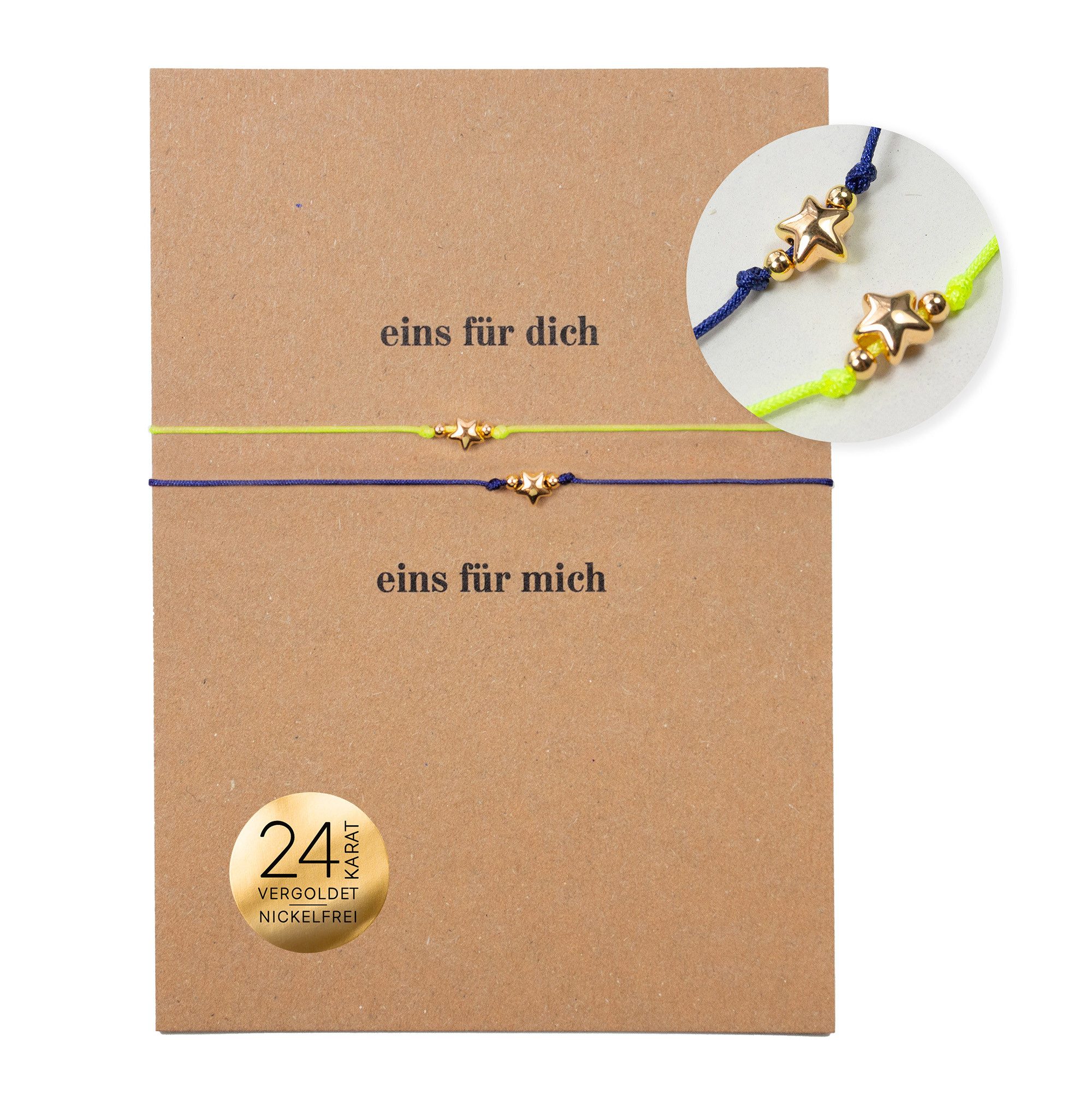 Armband Set Armband auf Karte - Sterne - eins für dich, eins für mich