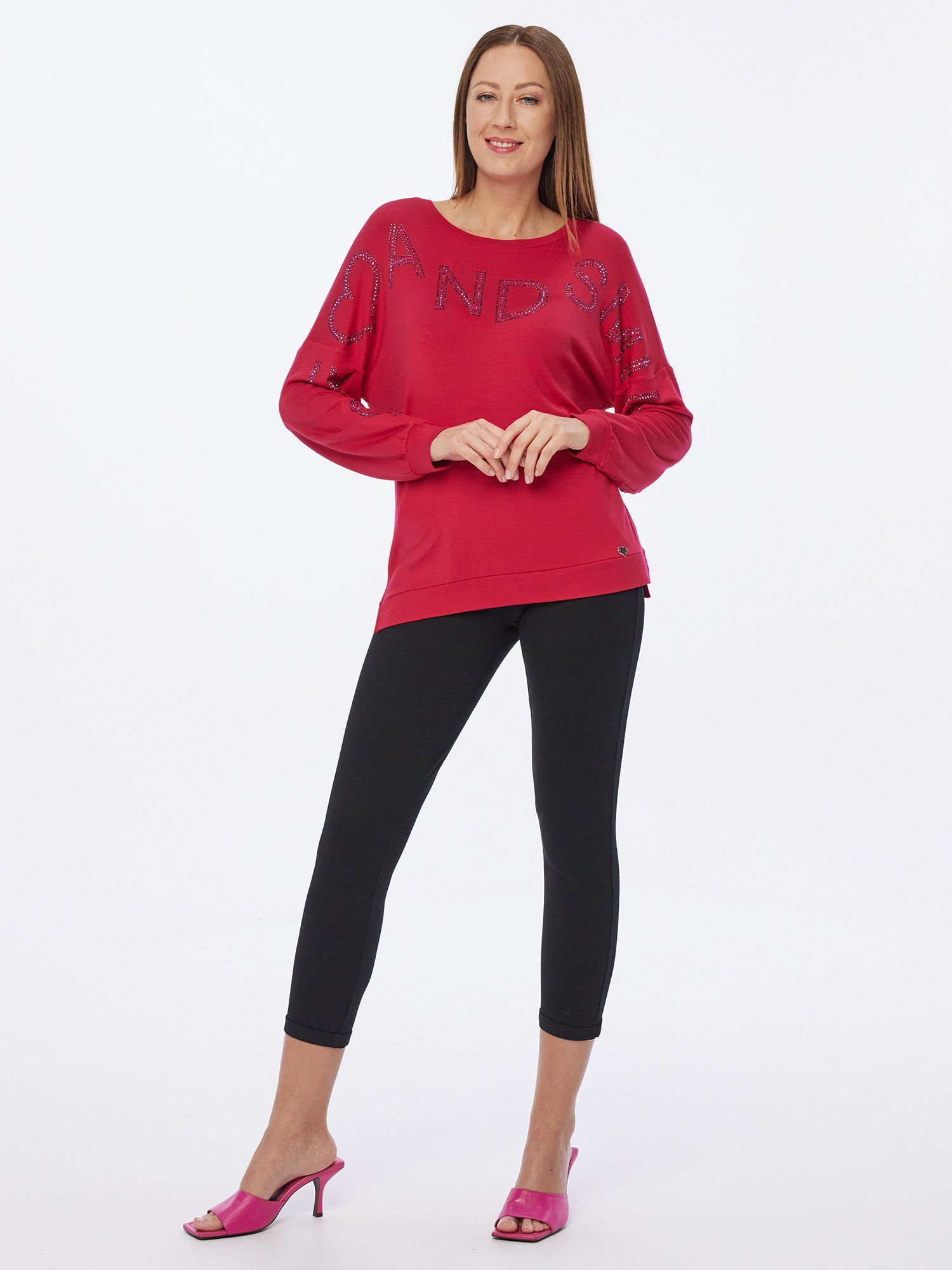 MONACO blue WEEKEND Langarmshirt Longsleeve figurumspielend mit "Love and Smile"-Aufdruck