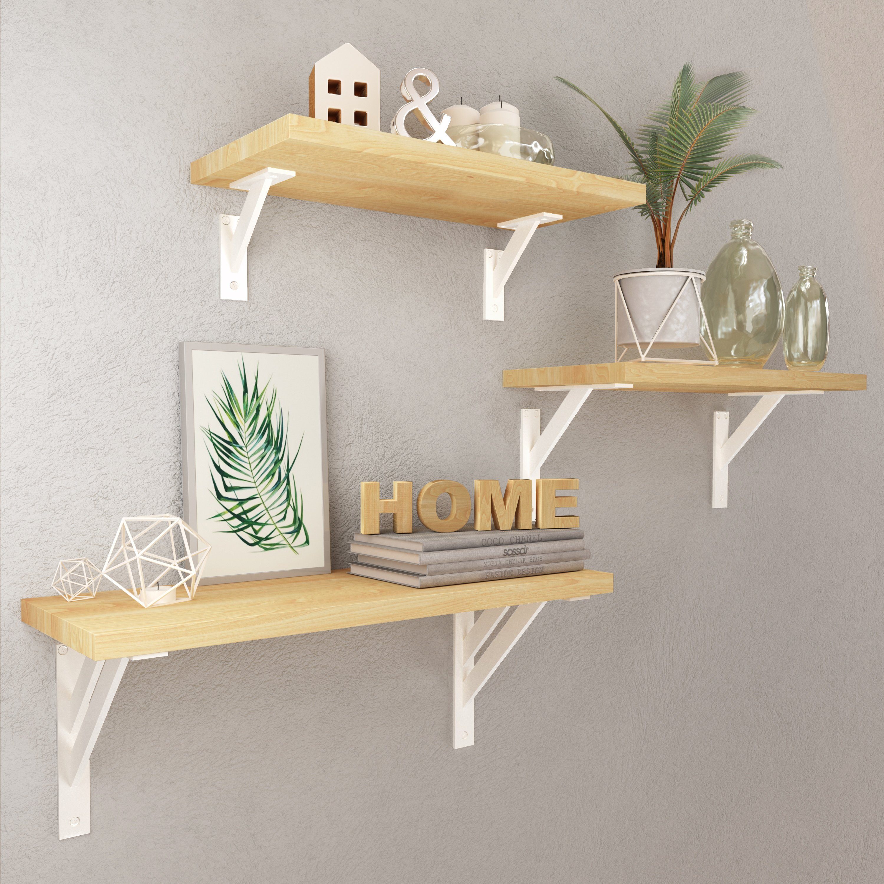 sossai® Wandregalhalter 2er Set FSHR Design Regalträger in Weiß, 2-tlg. günstig online kaufen