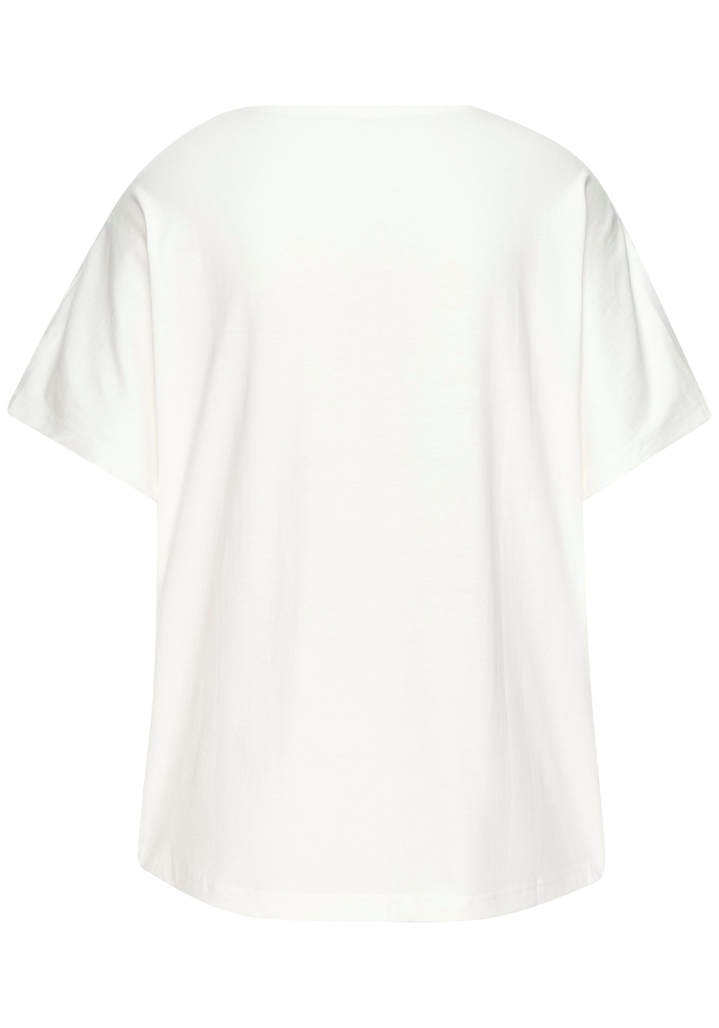LASCANA Kurzarmshirt mit Glitzersteinen aus weichem Baumwoll-Viskose-Jersey – Bild 4 von 5