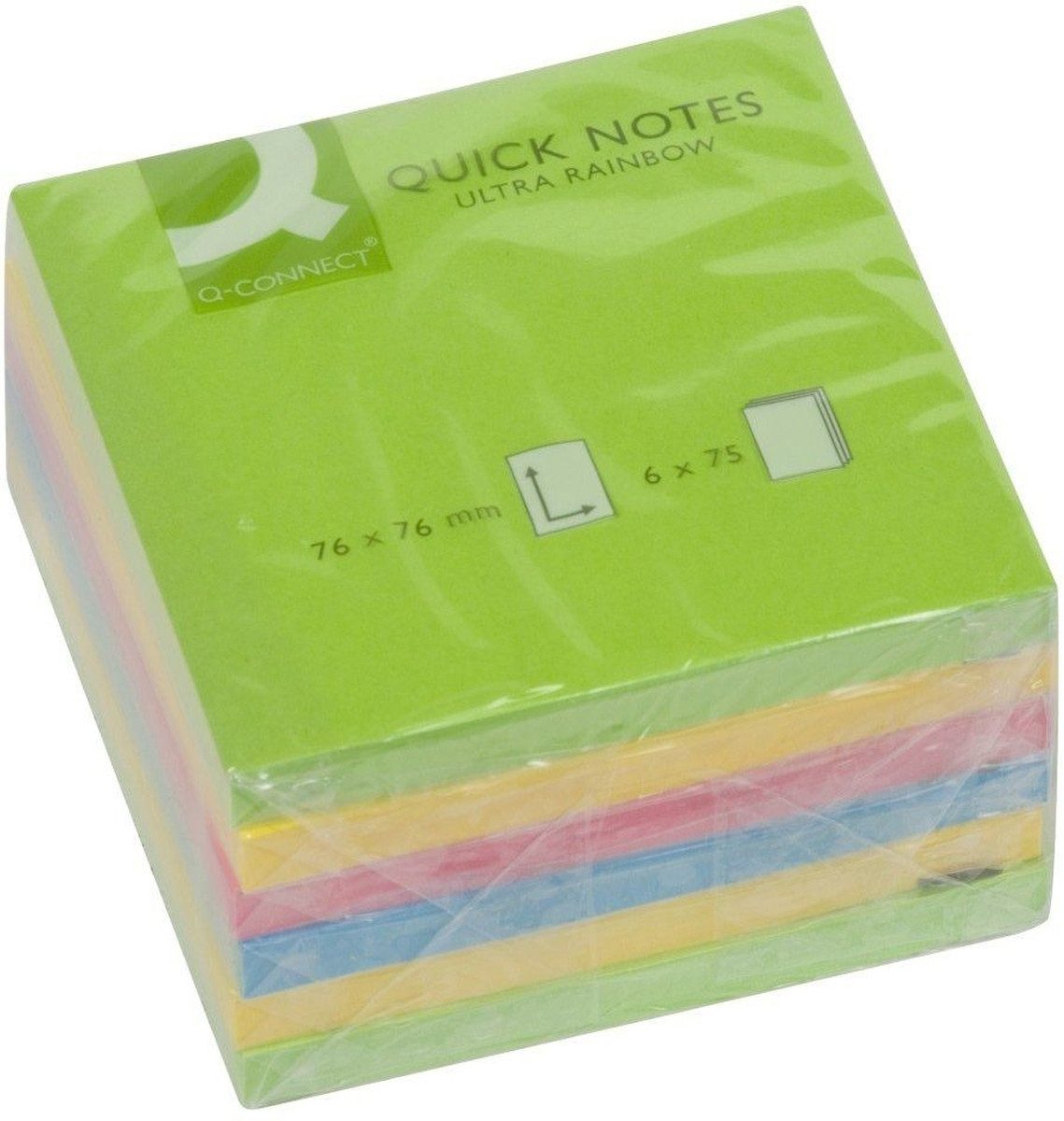 Haftnotizblock Haftnotizen 76X76mm Ultrafarben sortiert VE=6x75 Blatt.