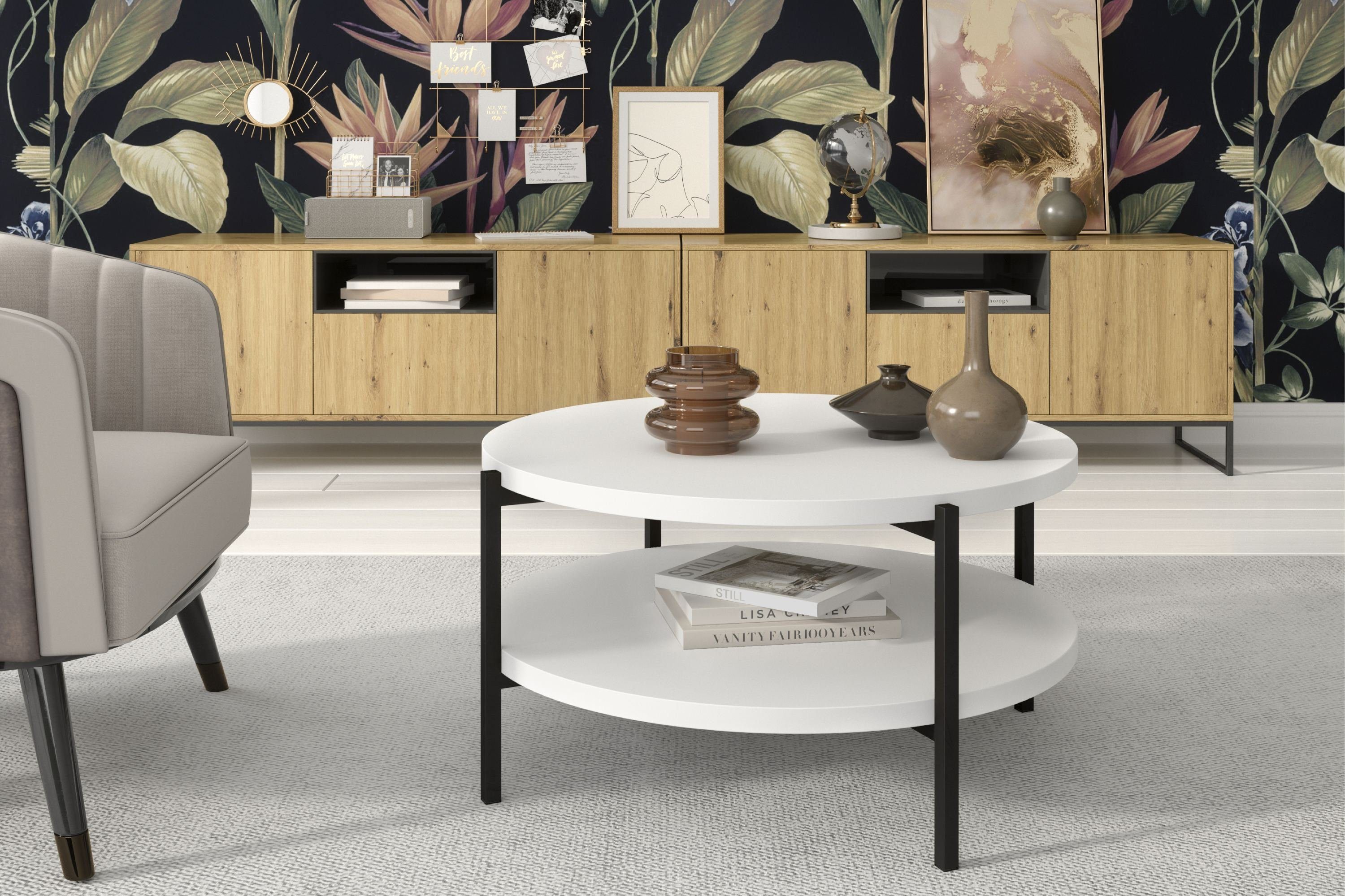 KONSIMO® Couchtisch Couchtisch GERIS, modern, Loft-Stil, mit Metallfüßen, m günstig online kaufen