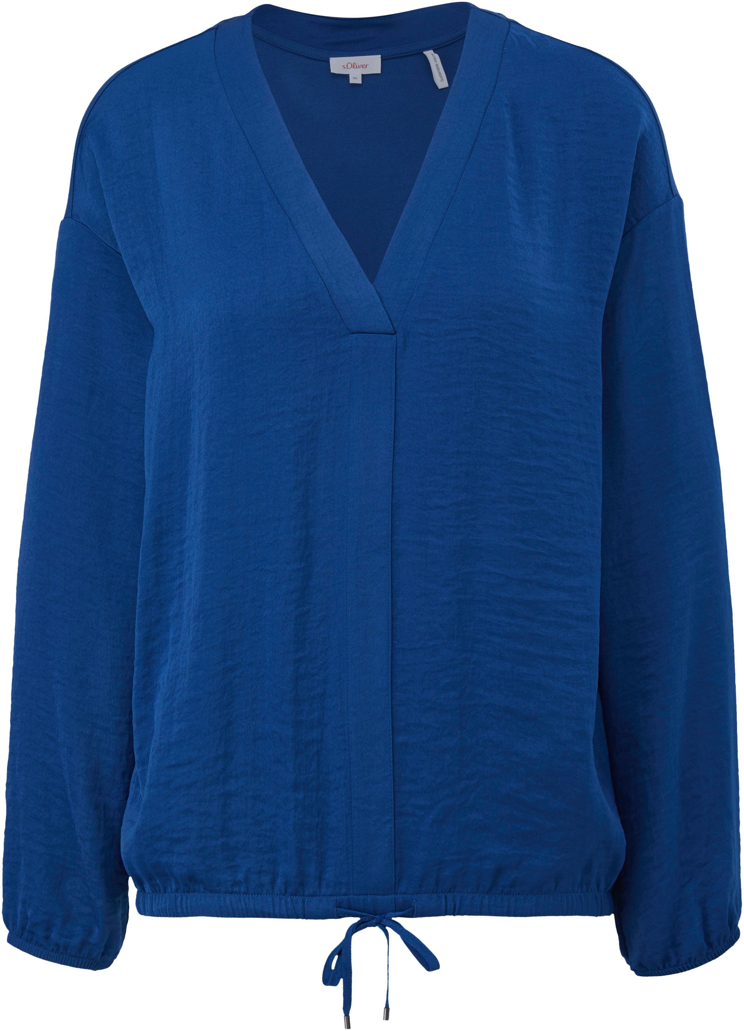 in mit Gummibündchen blue Longsleeve O-Shape Langarmshirt s.Oliver