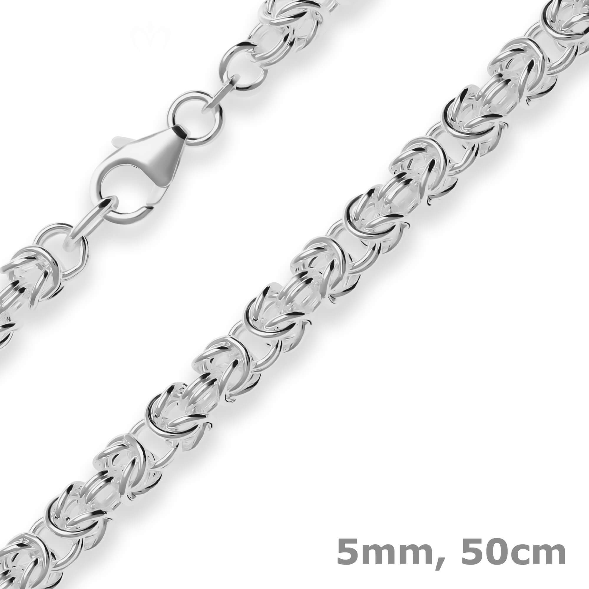 Schmuck Krone Königskette 5mm Königskette aus 925 Silber 50cm, Silber 925
