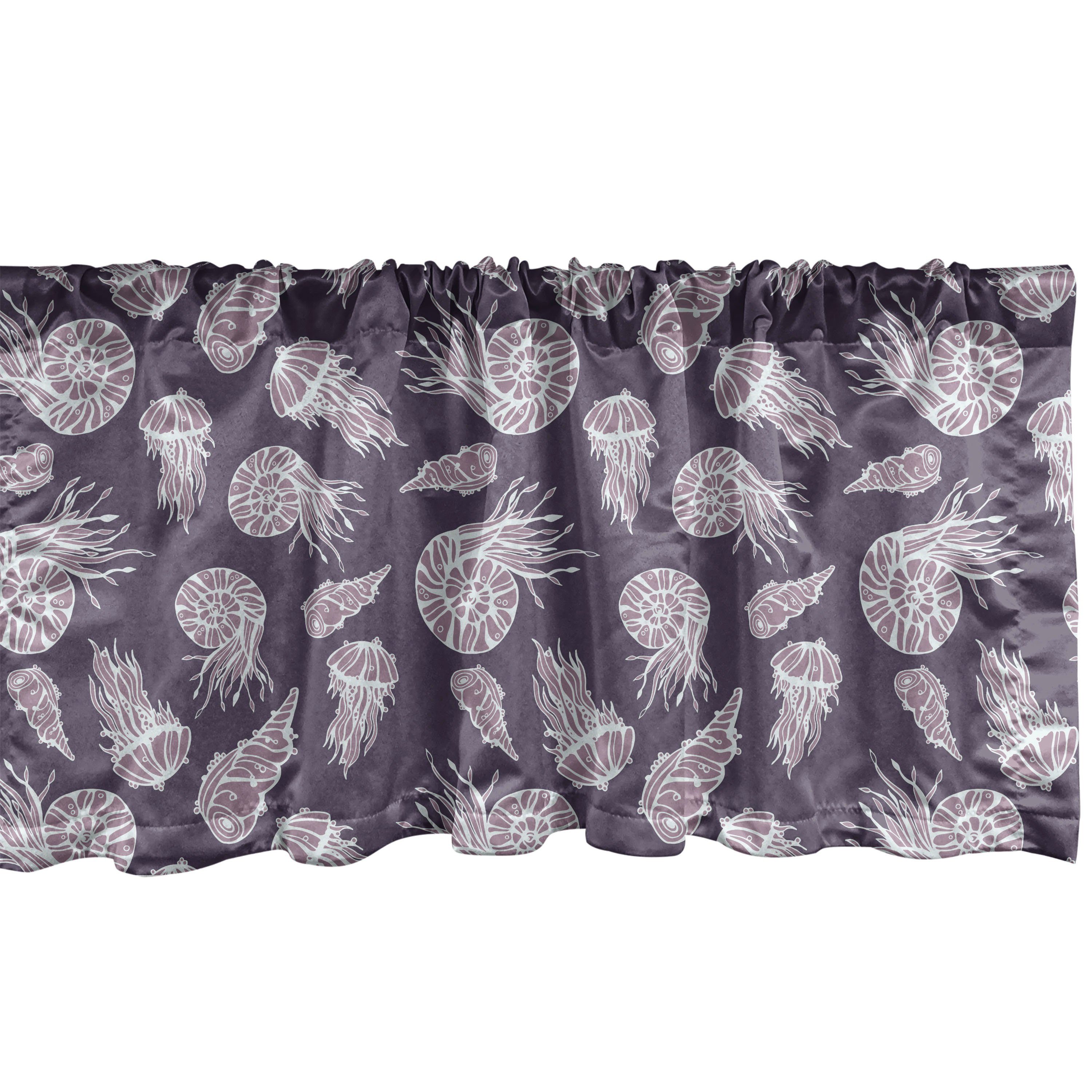 Scheibengardine Vorhang Volant für Küche Schlafzimmer Dekor mit Stangentasche, Abakuhaus, Microfaser, Qualle Ammoniten Jelly Fische