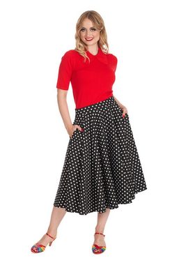 Banned A-Linien-Rock Polka Dot Days Schwarz Retro Vintage Swing Skirt