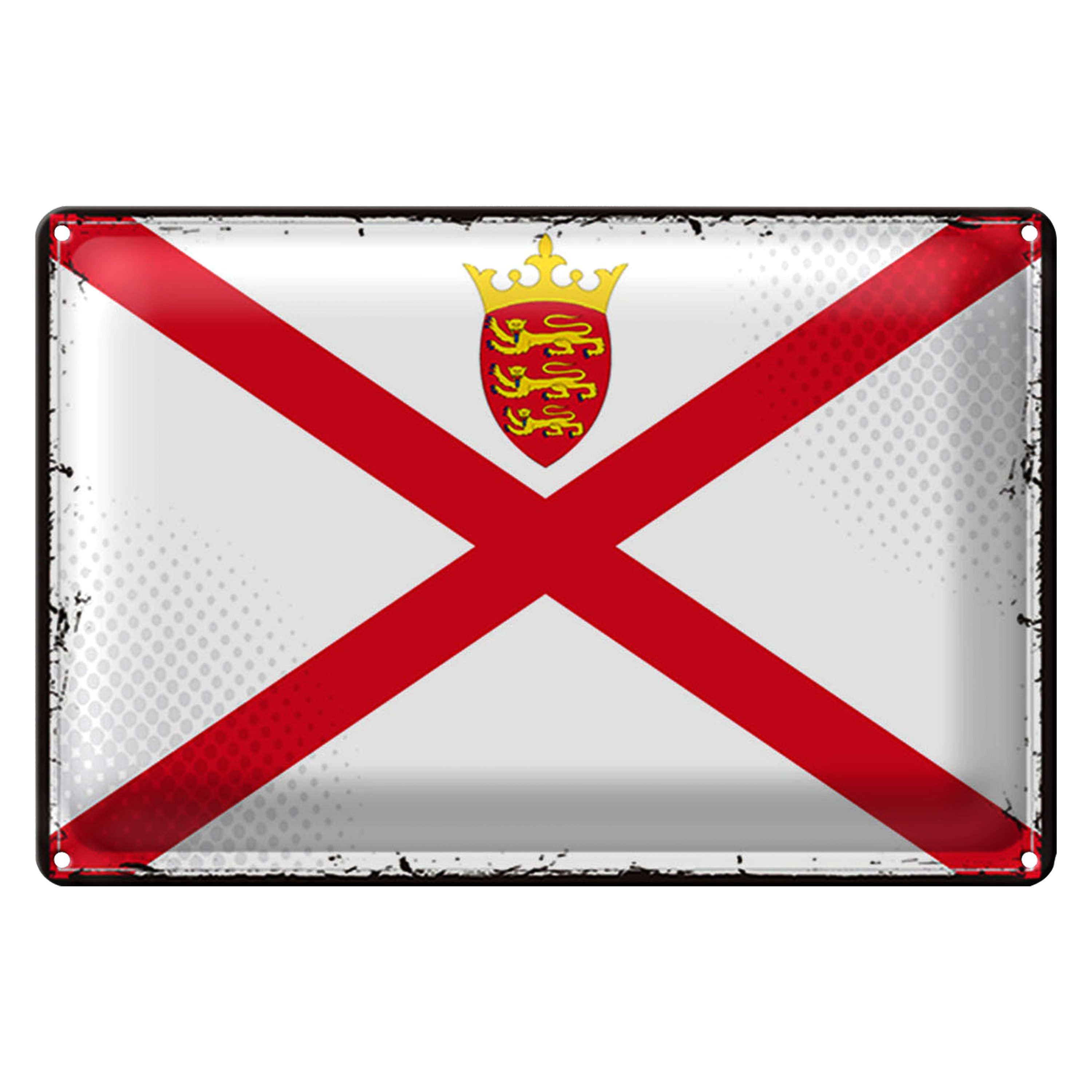 Roomando Metallschild Flagge Jersey 40x30cm Retro Flag of Jersey