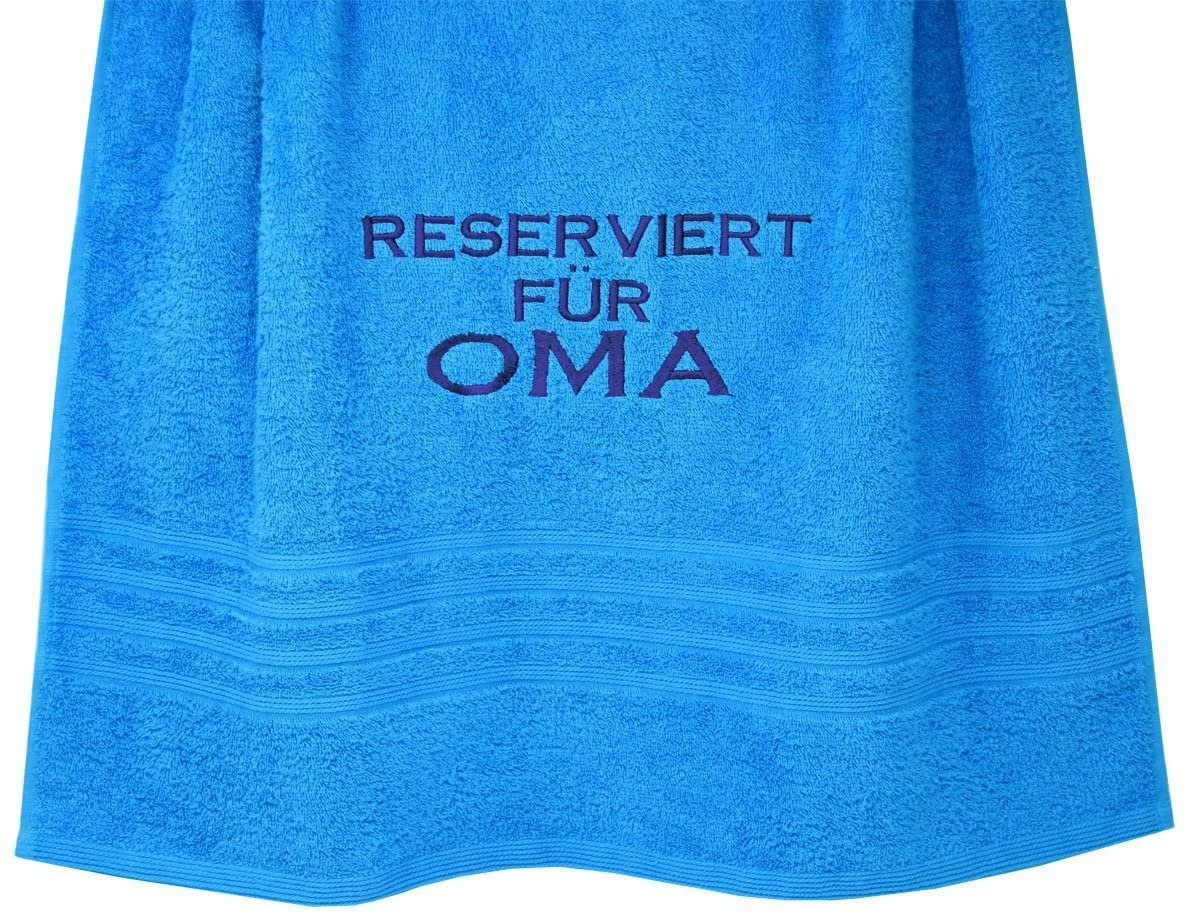 Lashuma Duschtuch Reserviert für Oma, Frottee (1-St), Besticktes Badetuch, Frottee Handtuch 70x140 cm Capri Blau