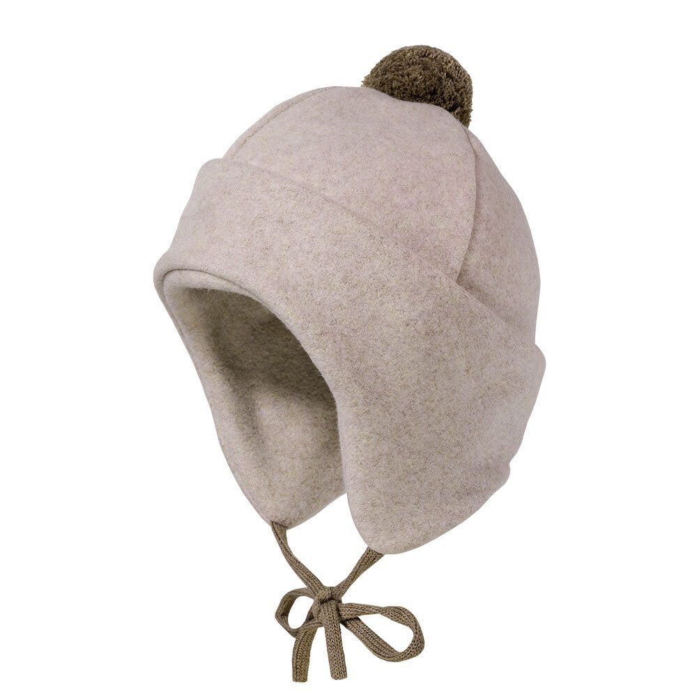 MAXIMO Fleecemütze GOTS MINI-Mütze,Baumwollfleece Pompon, Umschlag, Bindeband (1-St) Baumwollfleece