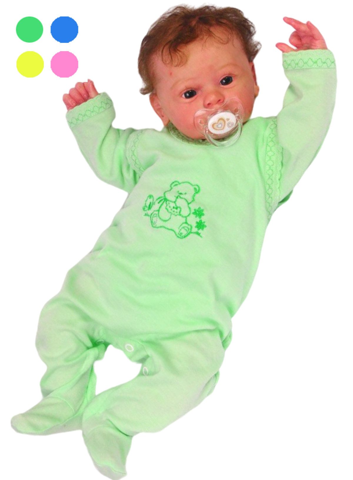 Strampler Baby Stramplerhose Hemdchen Set mit Stickerei aus reiner Baumwolle, sehr leicht, dünn, sommerlich, weich