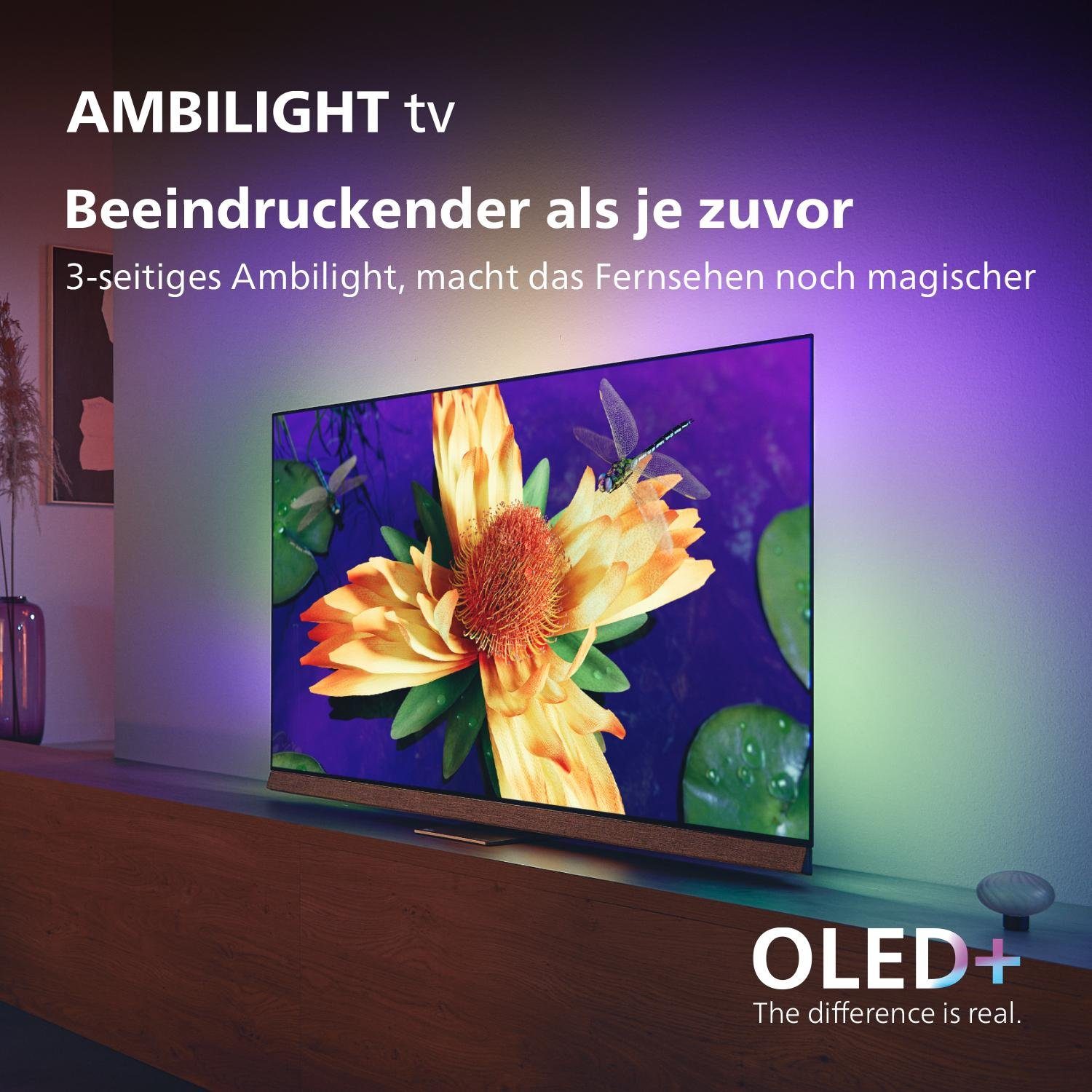 Philips 55OLED907/12 OLED-Fernseher (139,00 cm/55 Zoll, 4K Ultra HD,  Smart-TV, TV mit 3-seitigem Ambilight)