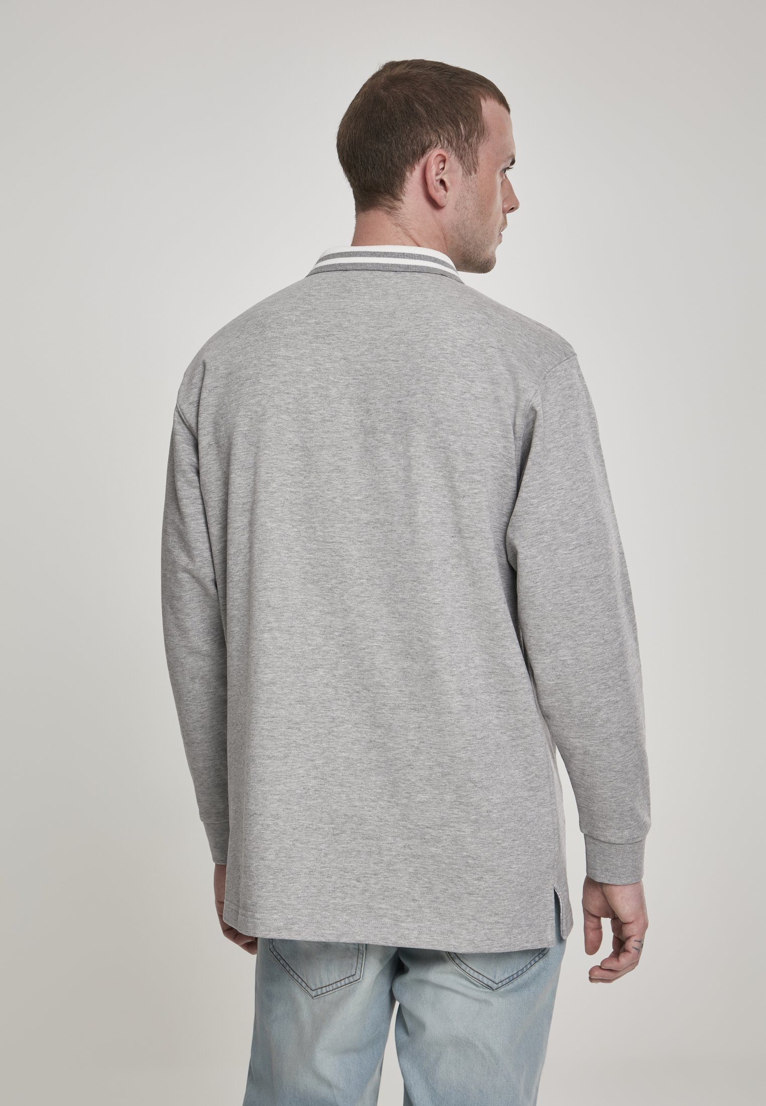URBAN CLASSICS Langarmhemd T-Shirt Rugby Rugby grey/white (1-tlg) Panel Shirt Panel Shirt TB2702
