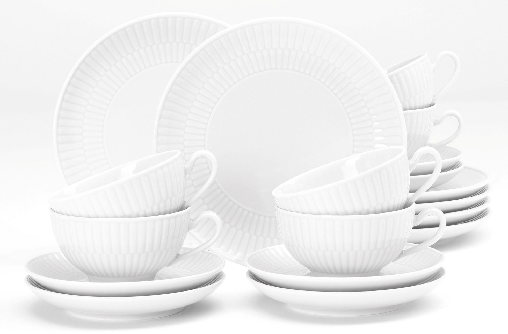 Seltmann Weiden Teeservice Geschirr-Set, 18 Teile, Amina, klein (18-tlg), 6 Personen, Porzellan, Tassen, Untertassen, Teller, Made in Germany, 18 Teile, für 6 Personen