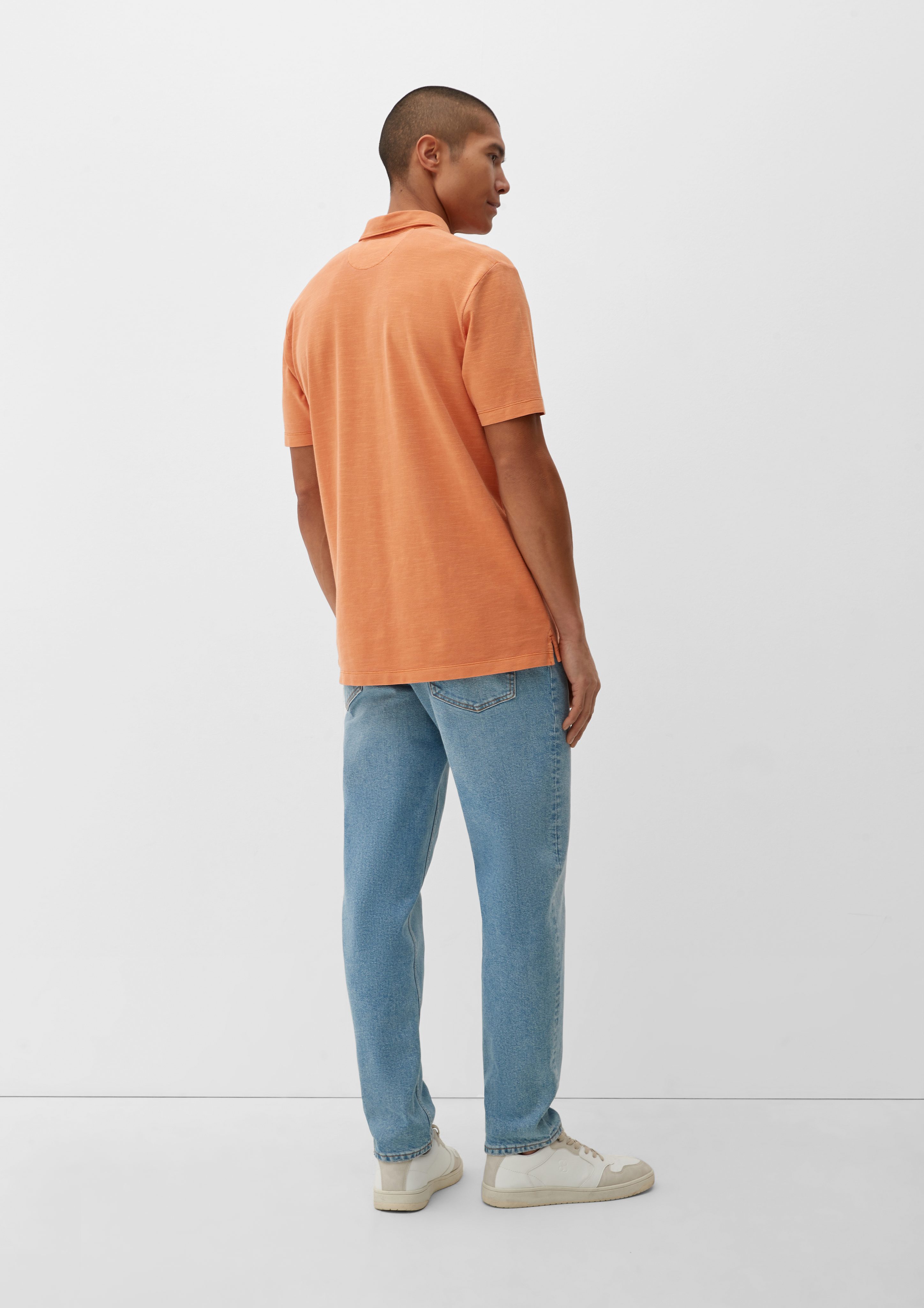 Poloshirt Label-Patch orange mit Label-Patch s.Oliver Kurzarmshirt