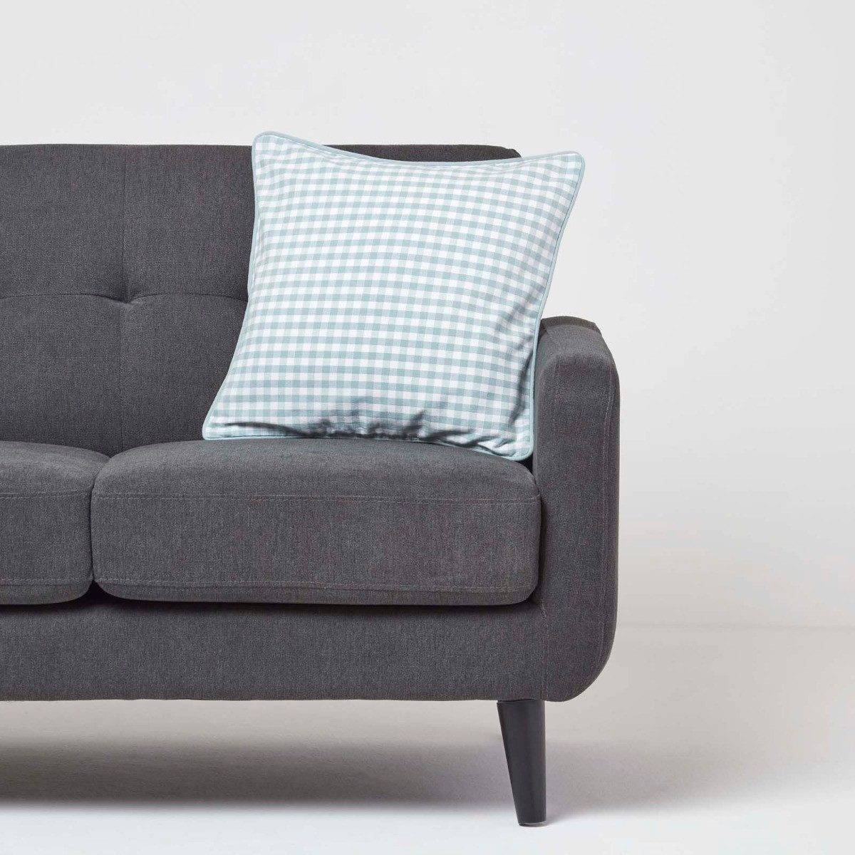 Homescapes Kissenhülle Gingham-Kissenbezug aus Baumwolle, 45 x 45 cm, blau günstig online kaufen