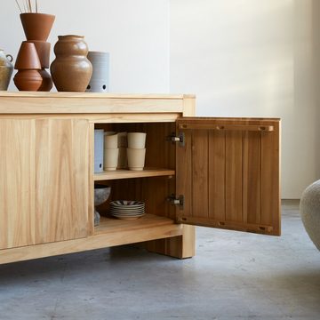 Tikamoon Sideboard Eden Buffet aus massivem Teakholz 210 cm