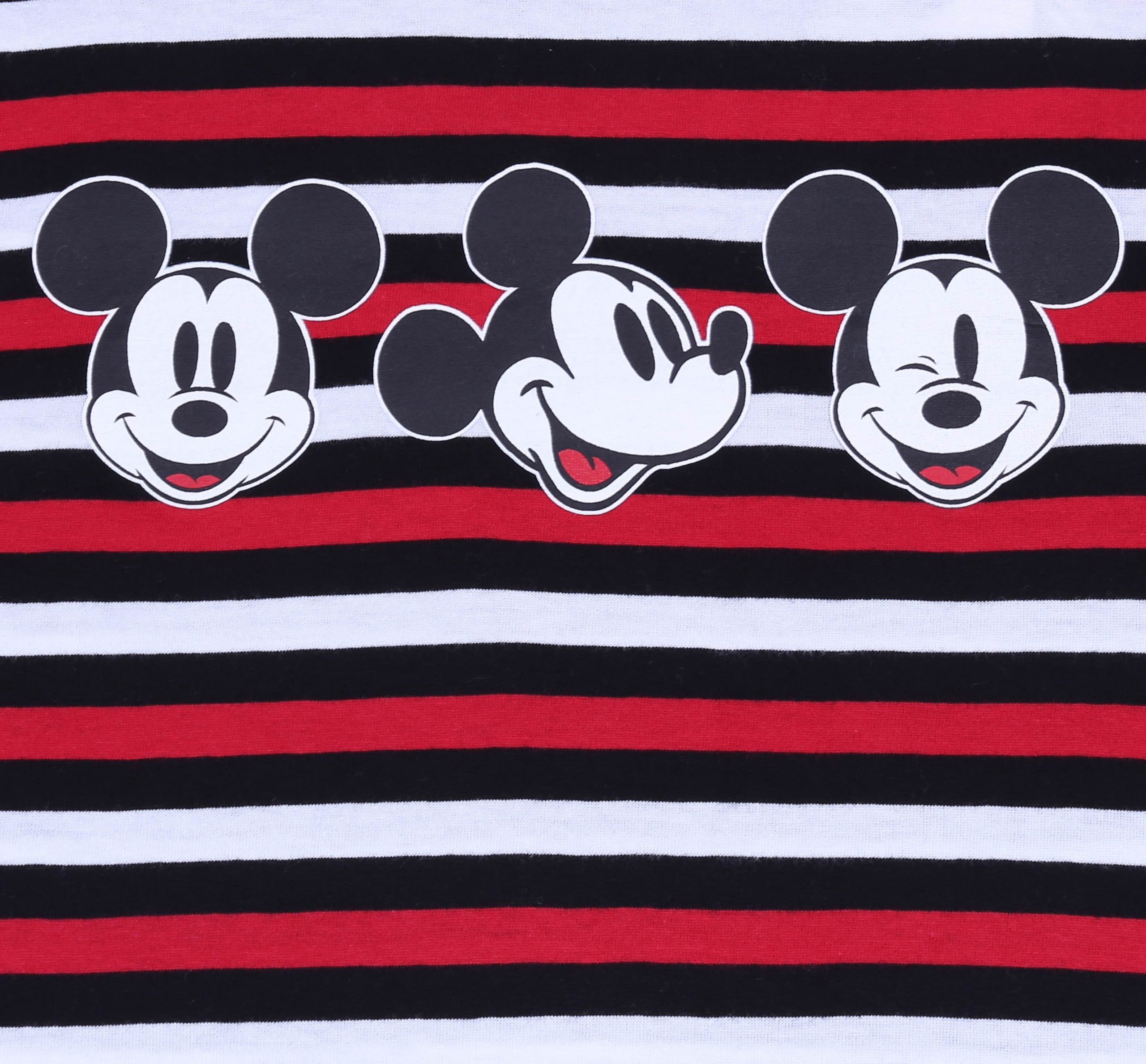 Disney Kurzarmbluse Schwarze, gestreifte Bluse Mickey Maus DISNEY M