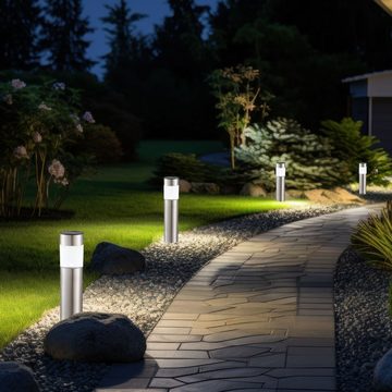 etc-shop LED Gartenleuchte, LED-Leuchtmittel fest verbaut, 12er Set LED Solar Steck Leuchten Garten Weg Außen Beleuchtung IP44