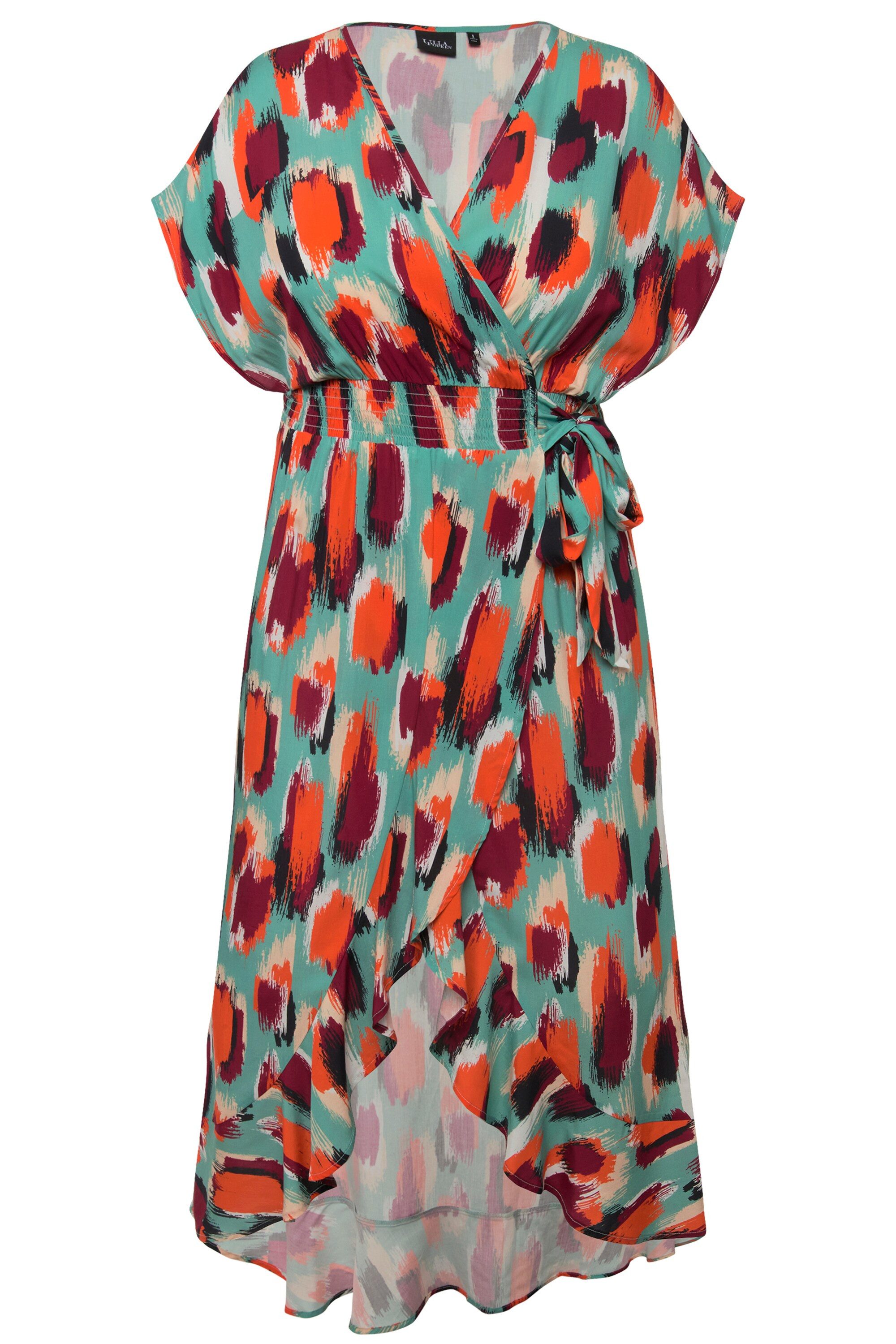 Ulla Popken Strandkleid Kaftan Fleckenmuster Bindeband günstig online kaufen