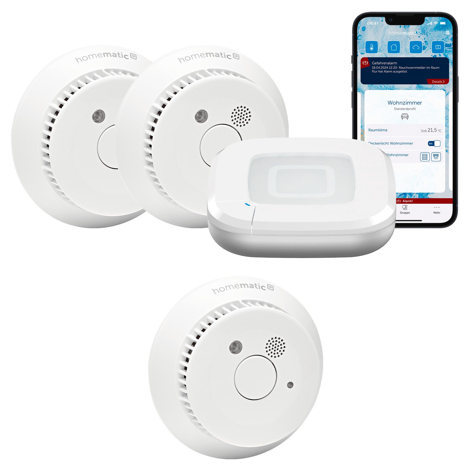 Homematic IP Starter Set Rauchwarnmelder - Rauchmelder 3 Räume Smart-Home-Zubehör