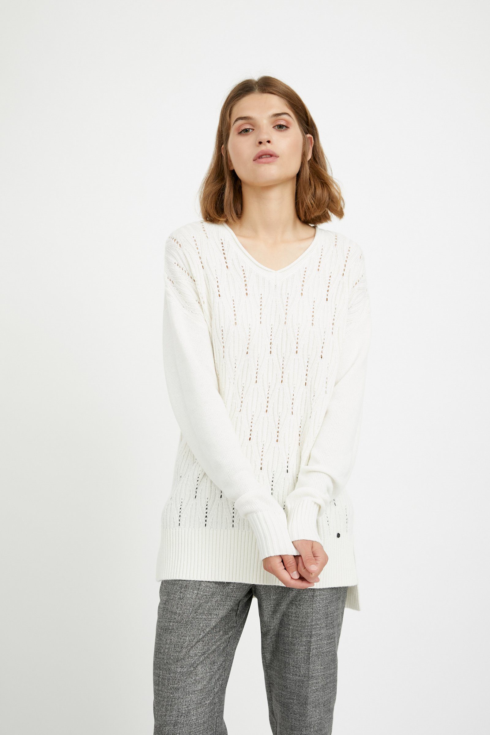 Finn Flare Strickpullover mit Lochstrick-Muster