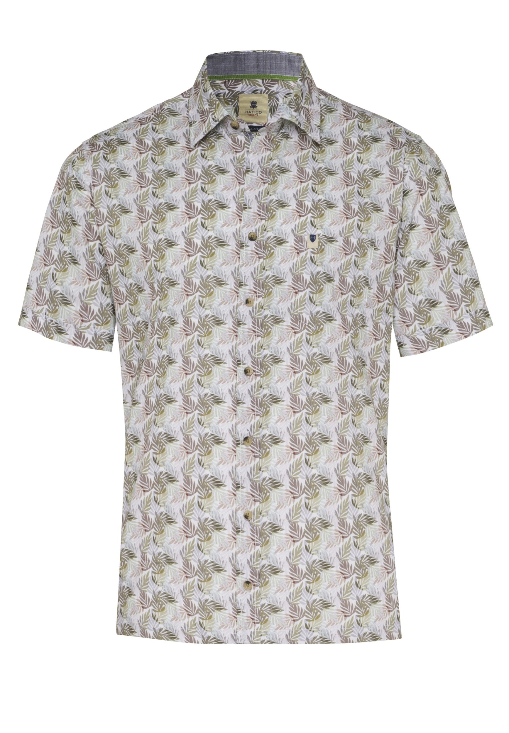 Hatico Kurzarmhemd – Freizeithemd Regular Fit – Strukturiertes Hemd mit Palme