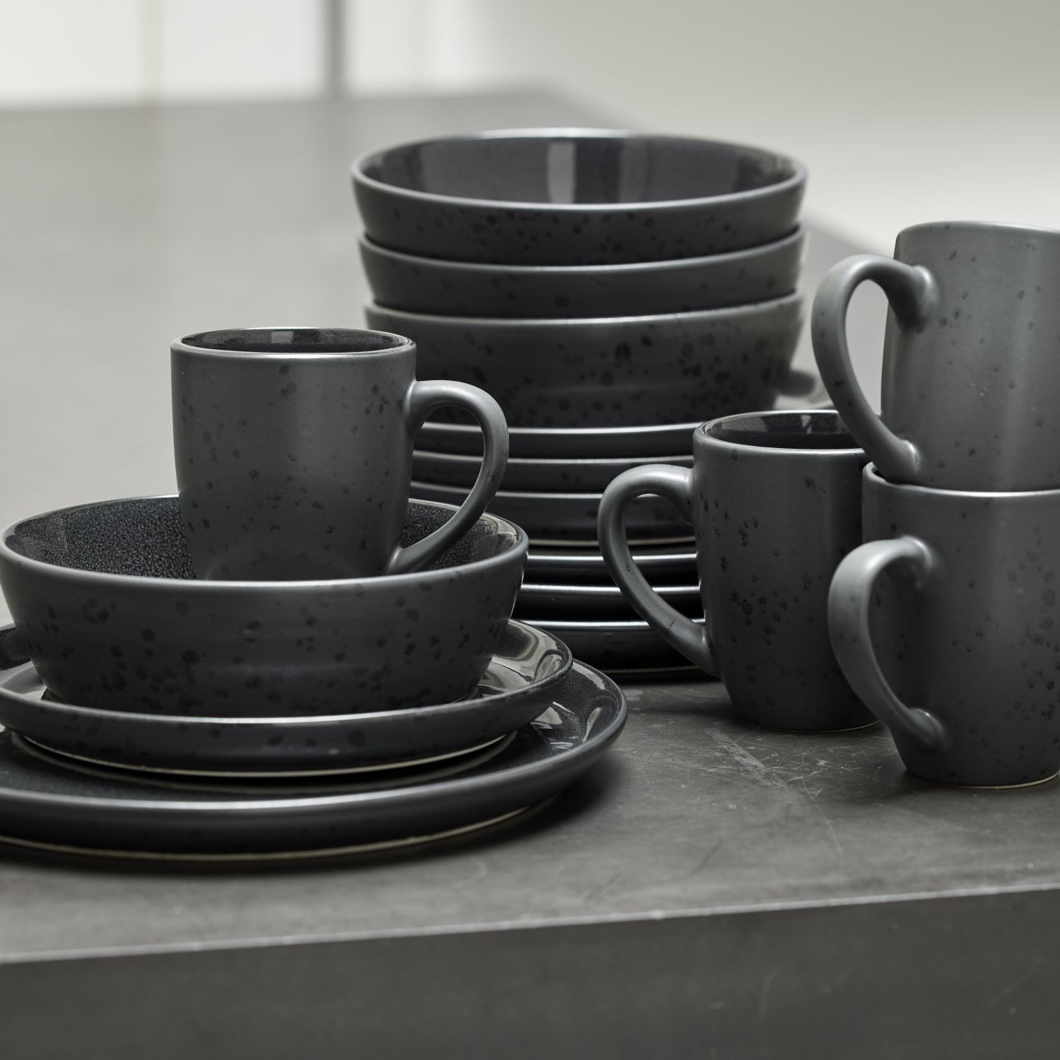 Bitz Geschirr-Set Galaxy Black (16-tlg), 4 Personen, Steingut, Essservice