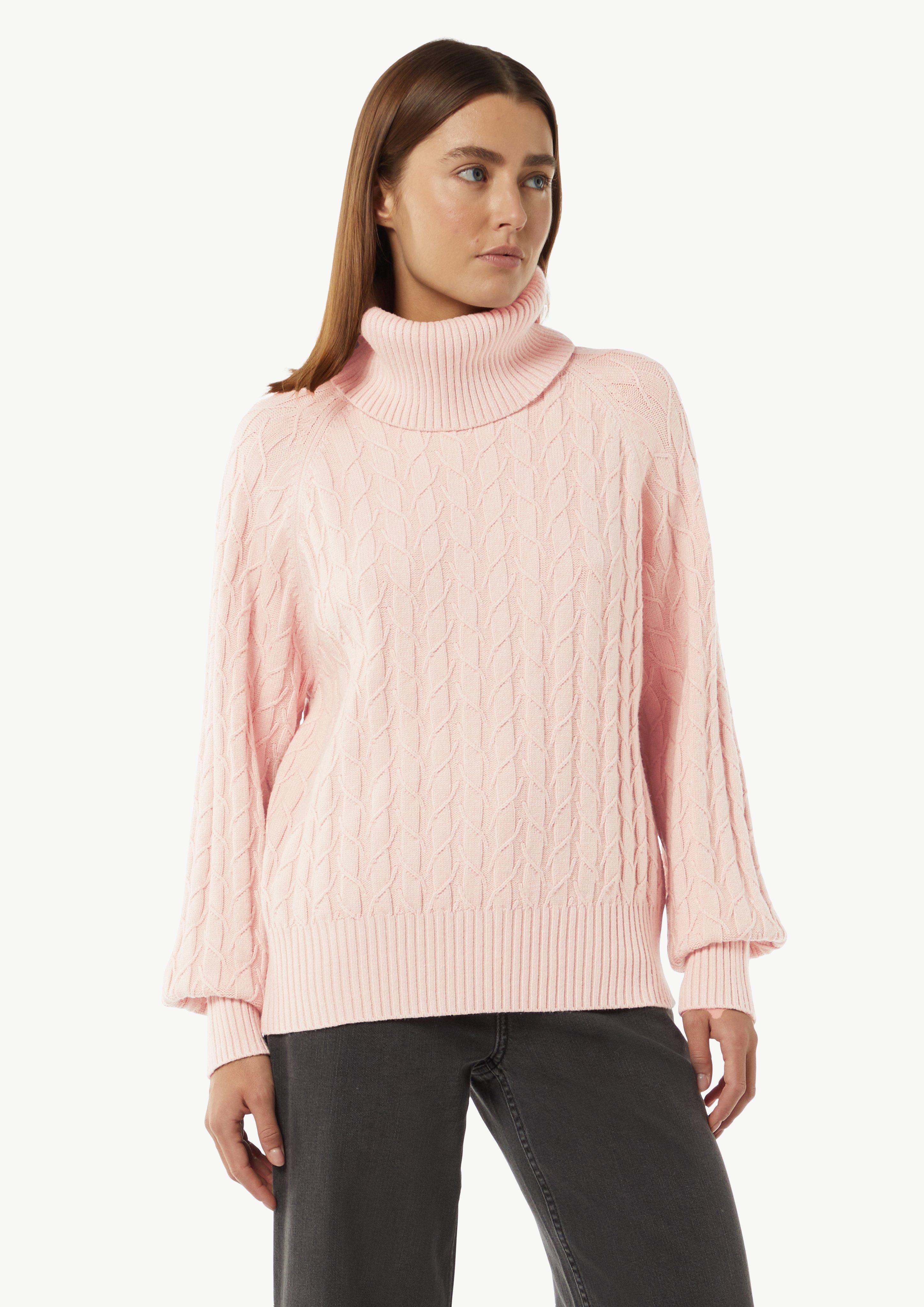 Langarmshirt Strickpullover mit hohem Rollkragen
