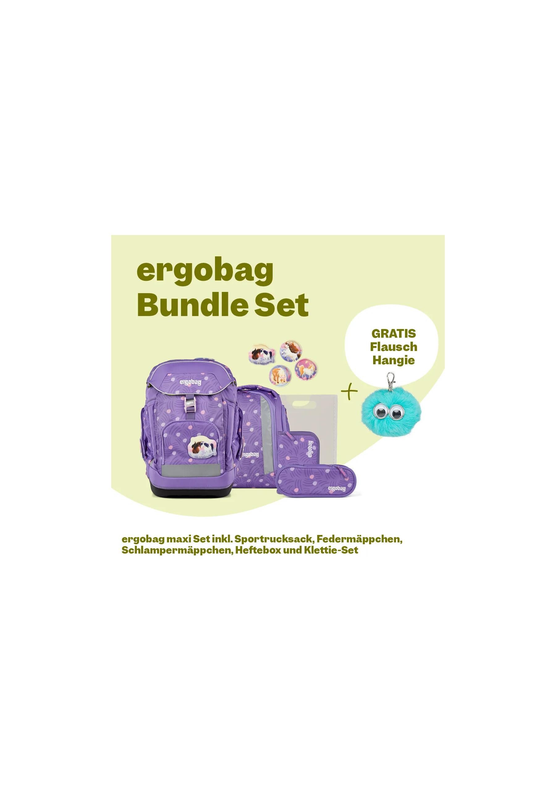 ergobag Schulranzen maxi Set Bundle (6-tlg., 7-teiliges Set), größenverstellbares Rückensystem