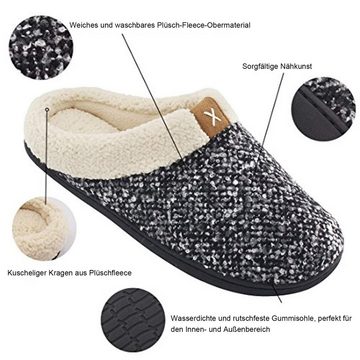 OKWISH Damen Herren Plüsch Pantoffeln Slipper Haus Schuhe Winter Warm Weich Plüsch Hausschuhe (Ein Paar shoe Größe 38-45 mit wollähnlichem Futter, 1-tlg., Memory Foam) rutschfeste, Indoor, Outdoor