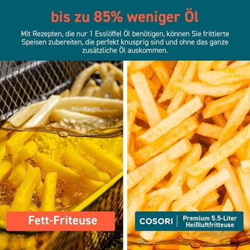 Cosori Heißluftfritteuse Cosori Premium 5,5-Liter Heißluftfritteuse, grau, 1700 W