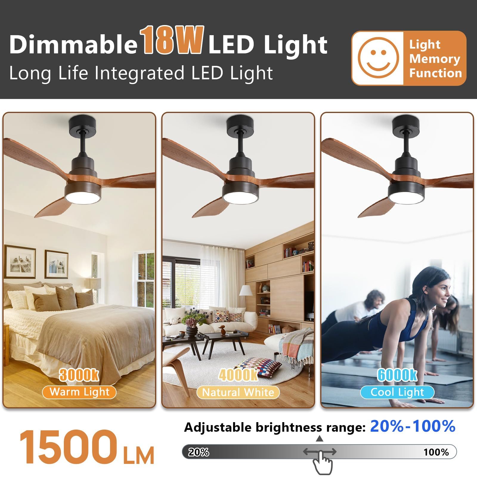 LIIMOO Deckenventilator 48-Zoll-Deckenventilator mit Licht und günstig online kaufen