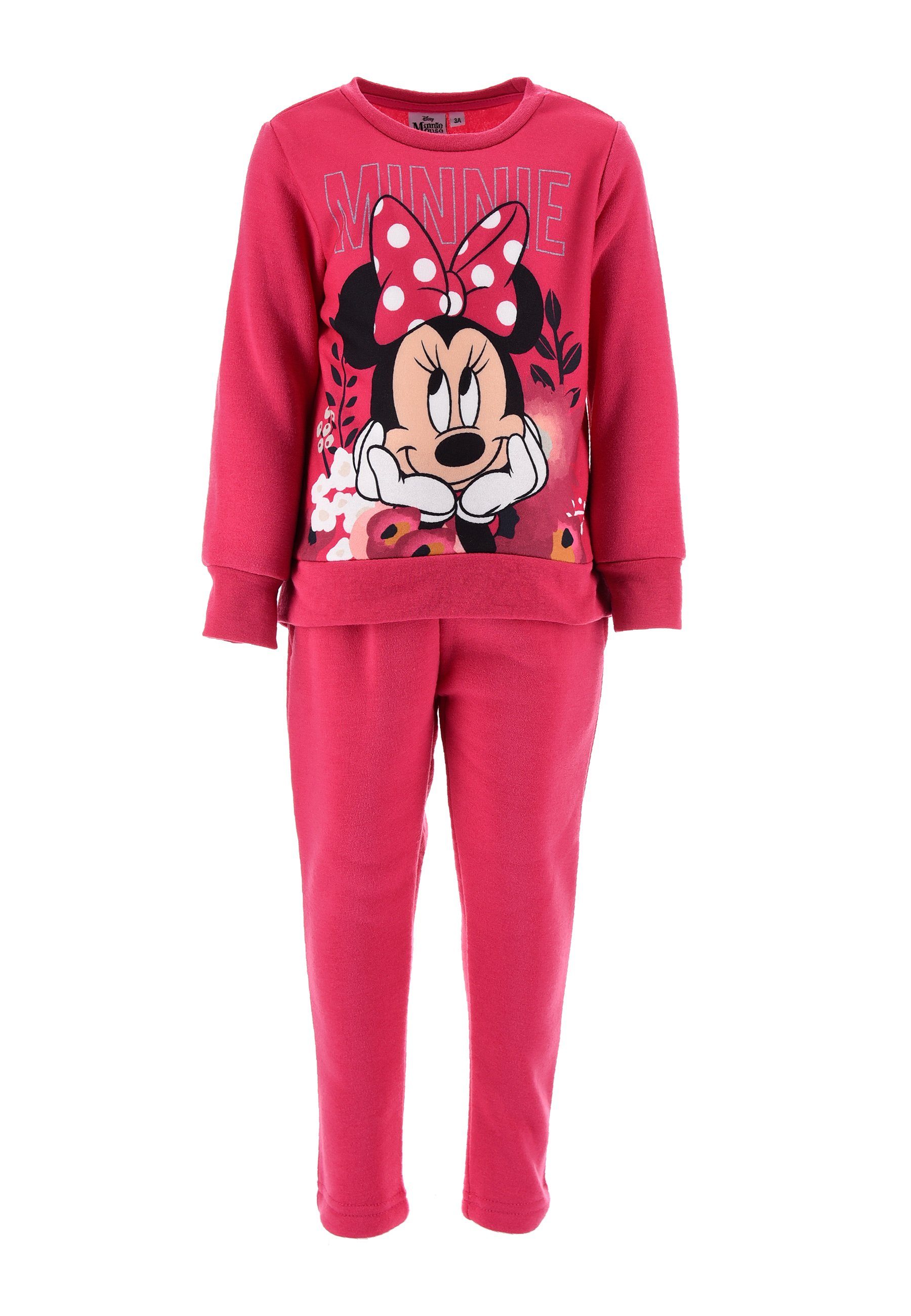 Sweatshirt und Hose Anzug Minnie Mouse Glitzer 116 Disney 2tlg Neu 