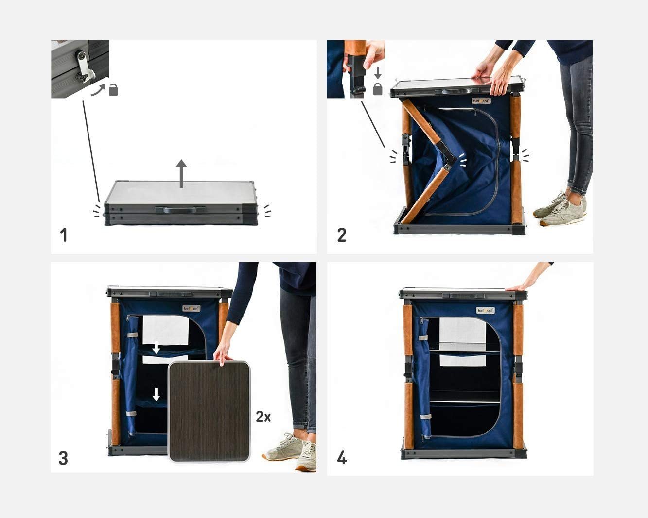 Bel-Sol Campingschrank Nancy Campingküche Alu Küchenschrank Faltschrank faltbar (Spar-Set, 1-St., Campingschrank Nancy) klappbar wetterfest langlebig pflegeleicht