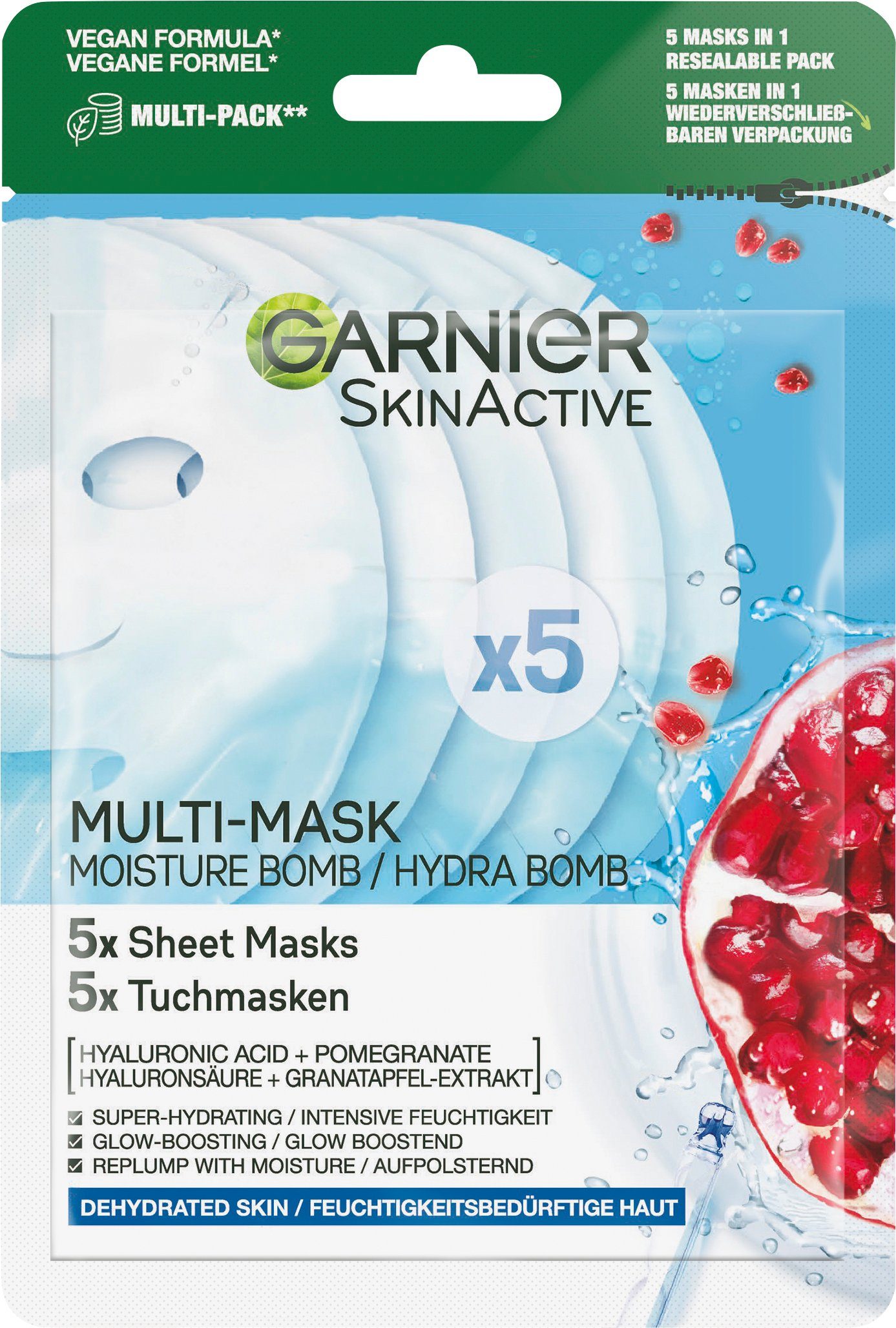 Haushalt Gesichtspflege GARNIER Gesichtsmaske Multi-Mask Hydra Bomb Set, 5-tlg.