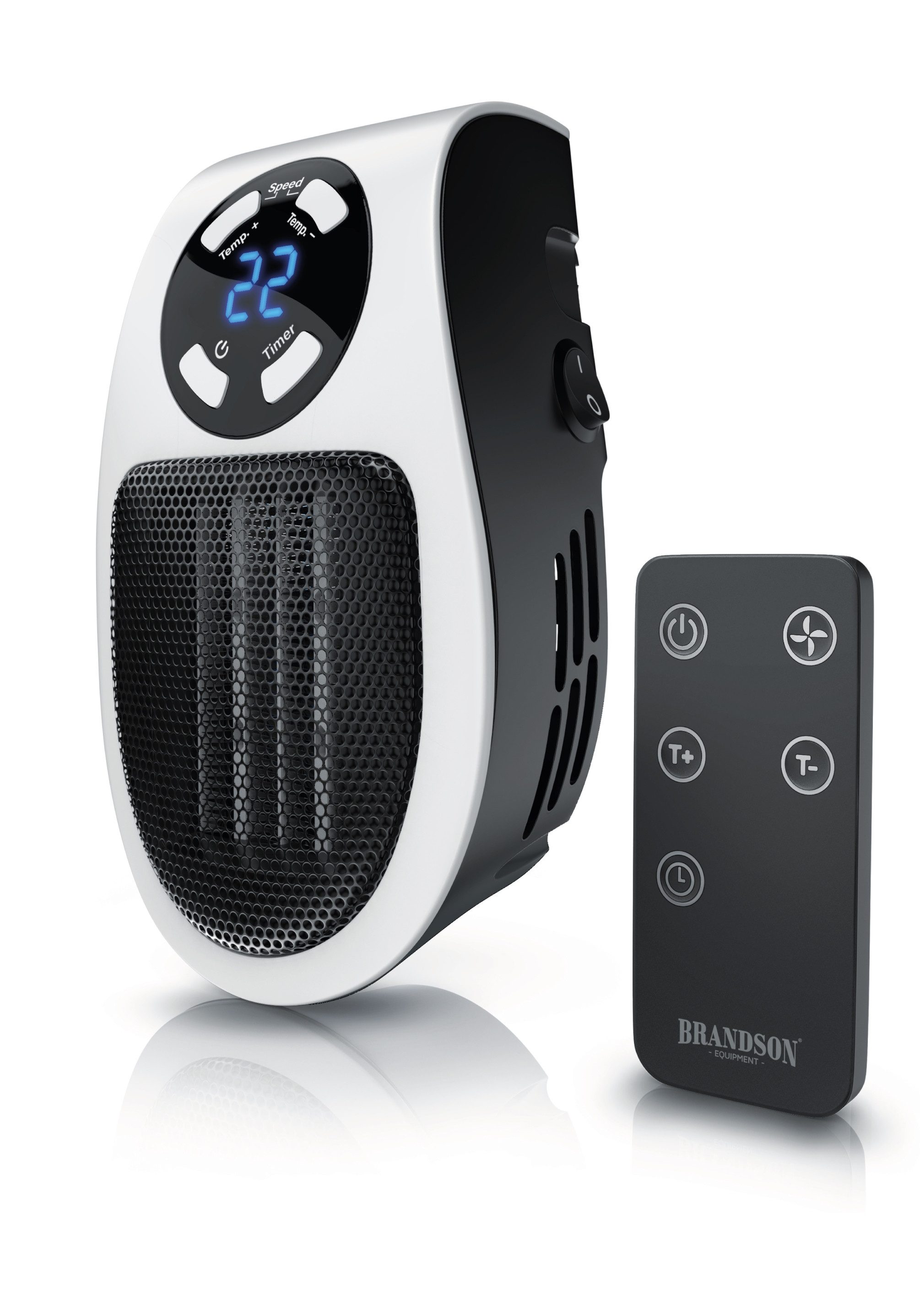 Brandson Keramikheizlüfter Steckdosen Mini Keramikheizgerät mit Temperaturregelung, Fernbedienung, 500 W, energiesparend, Mini Heizung, Thermostat, Timer, für Badezimmer