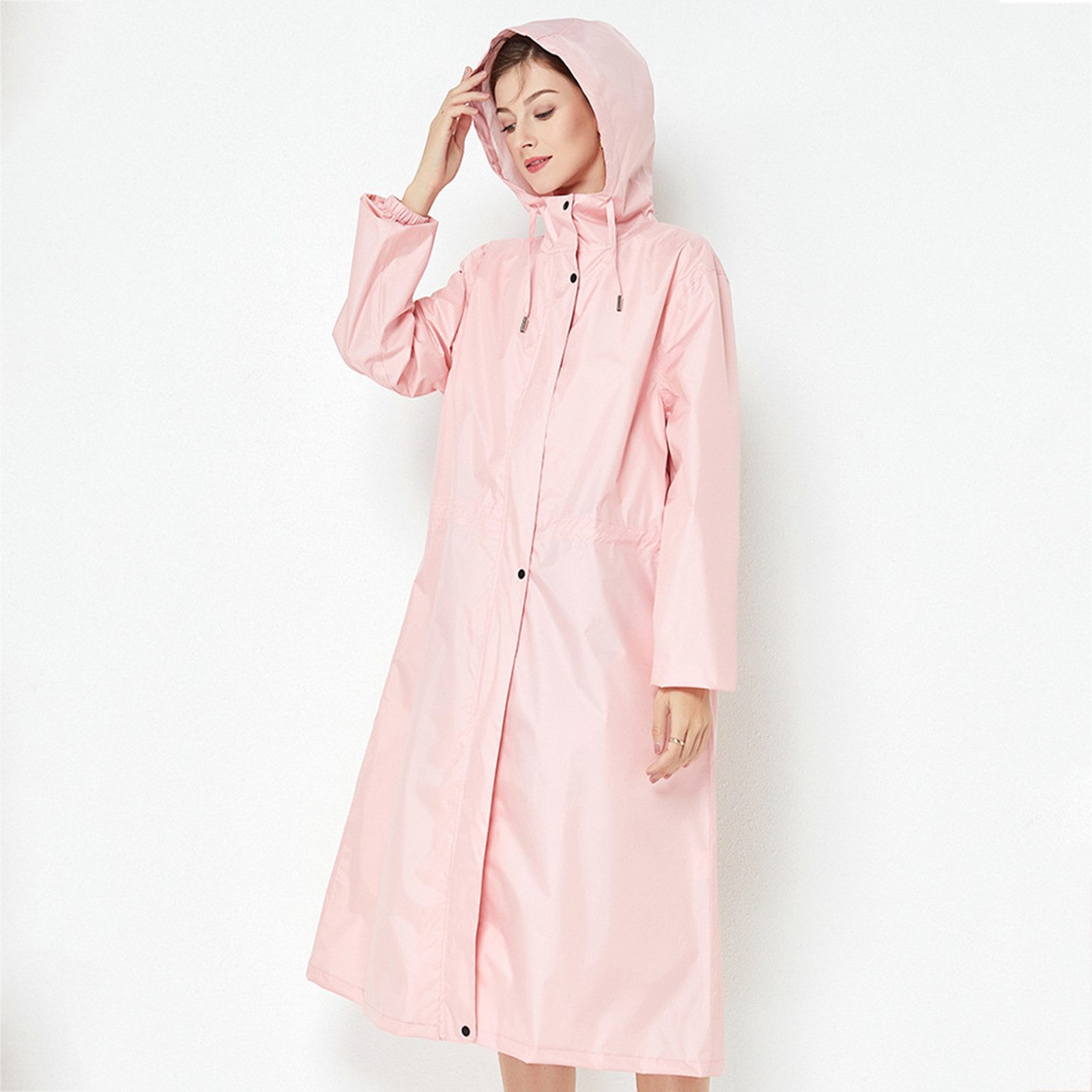 MOPUEA Regenjacke Lange Regenjacke Wasserdicht Winddicht Leicht Faltbar Outdoor Jacke (Regenjacke für Alltag, Reisen und wechselhaftes Wetter, Leicht faltbar, s – Bild 5 von 5