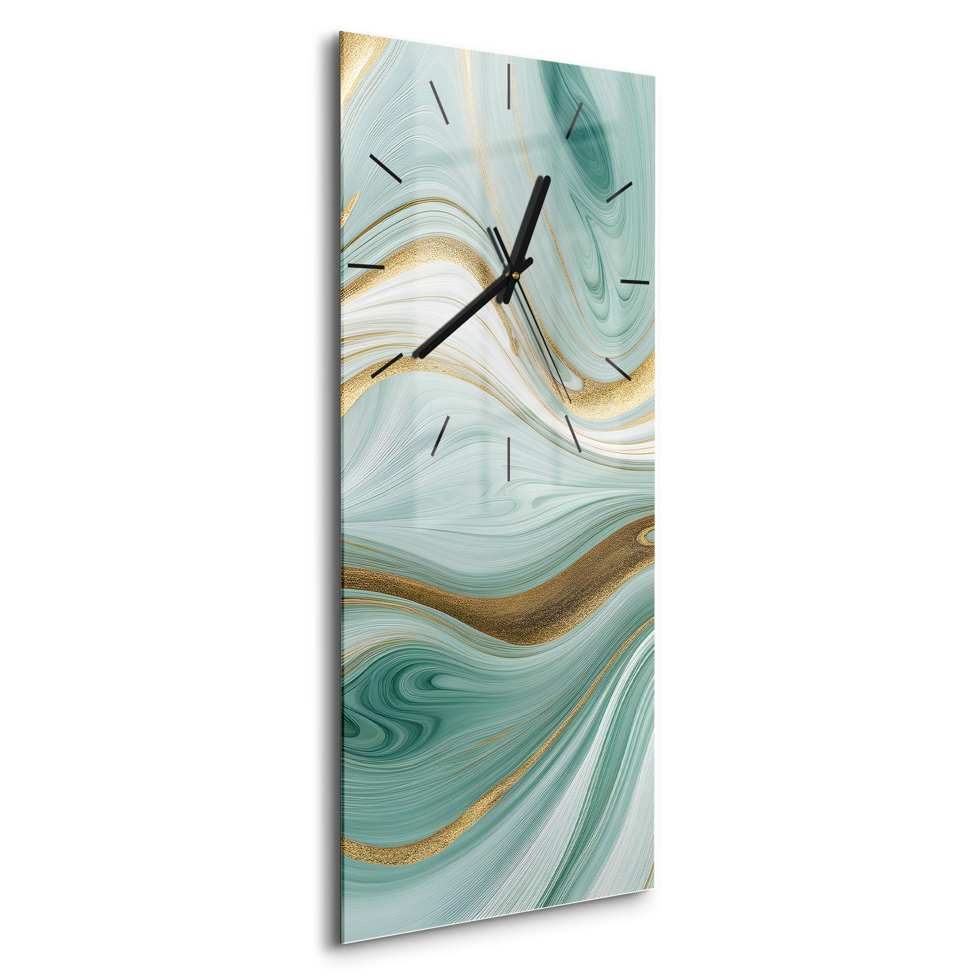 DEQORI Wanduhr 'Smaragdfarbene Wogen' (Glas Glasuhr günstig online kaufen