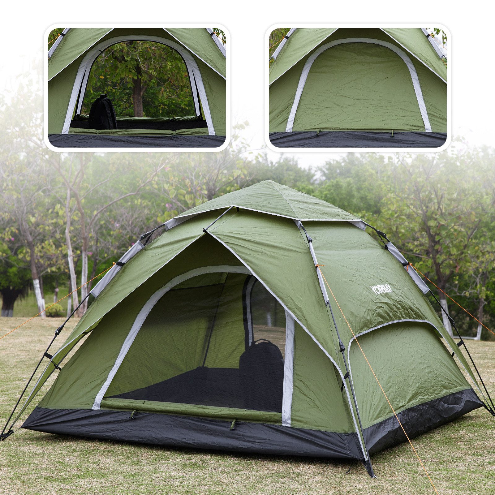 Yorbay Kuppelzelt 2 in 1 Pop Up Campingzelt doppelwandig wasserdicht UV-Schutz, Personen: 3 (mit Heringen, Windseile und Tragetasche), für 2-3 Personen für Wandern, Trekking, Outdoor