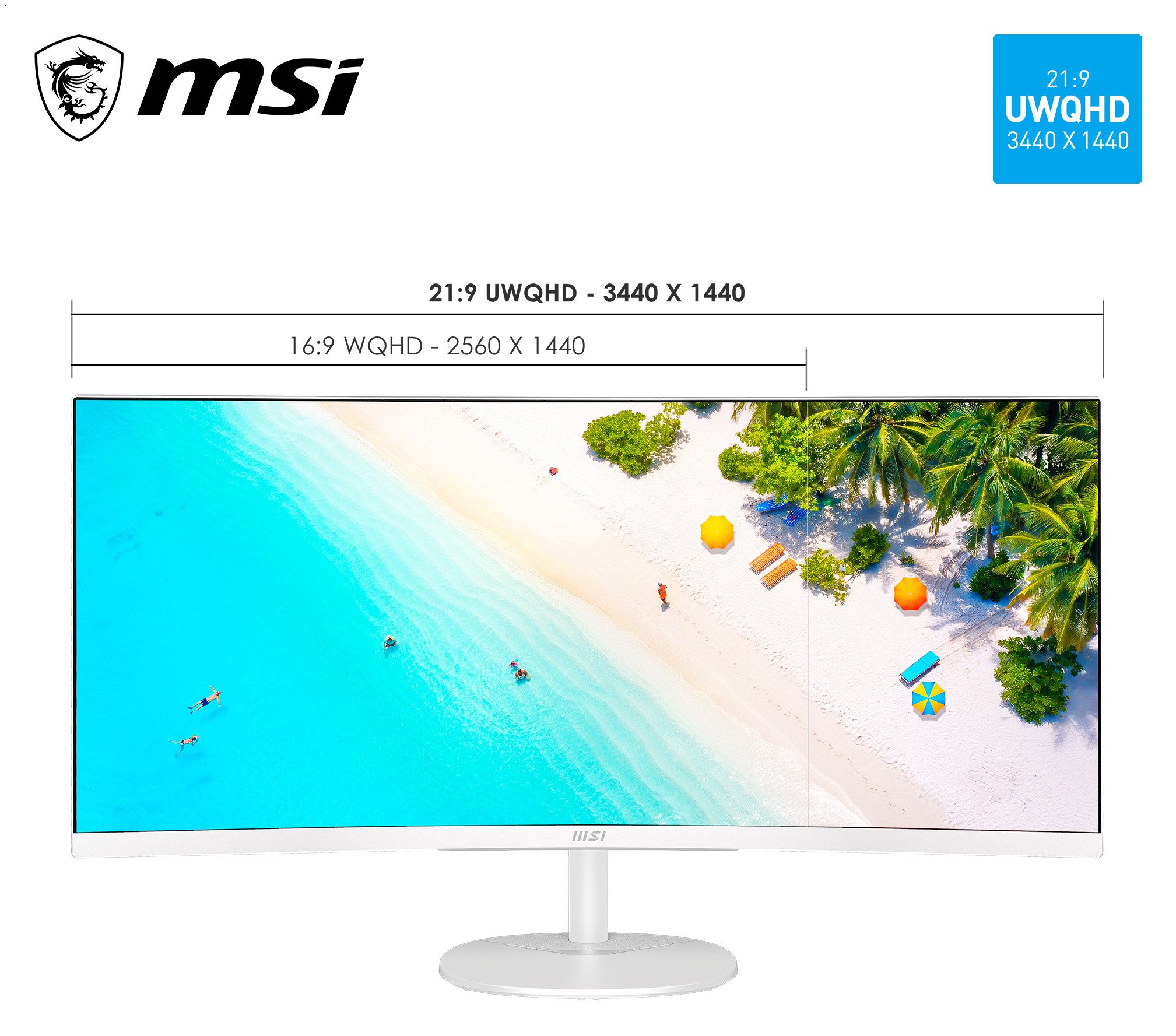 MSI PRO MP341CQW E12 LCD-Monitor (86,4 cm/34 ", 3440 x 1440 px, UWQHD, 1 ms Reaktionszeit, 120 Hz, VA LCD, neigbar, 3 Jahre Herstellergarantie) – Bild 4 von 5