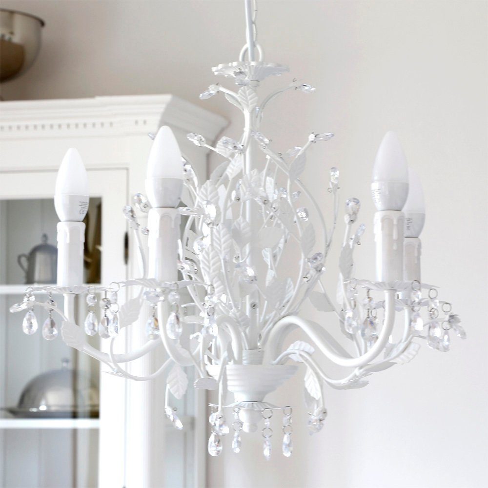 Grafelstein Kronleuchter 5-armiger Kronleuchter LEAVES weiß mit Blättern un günstig online kaufen