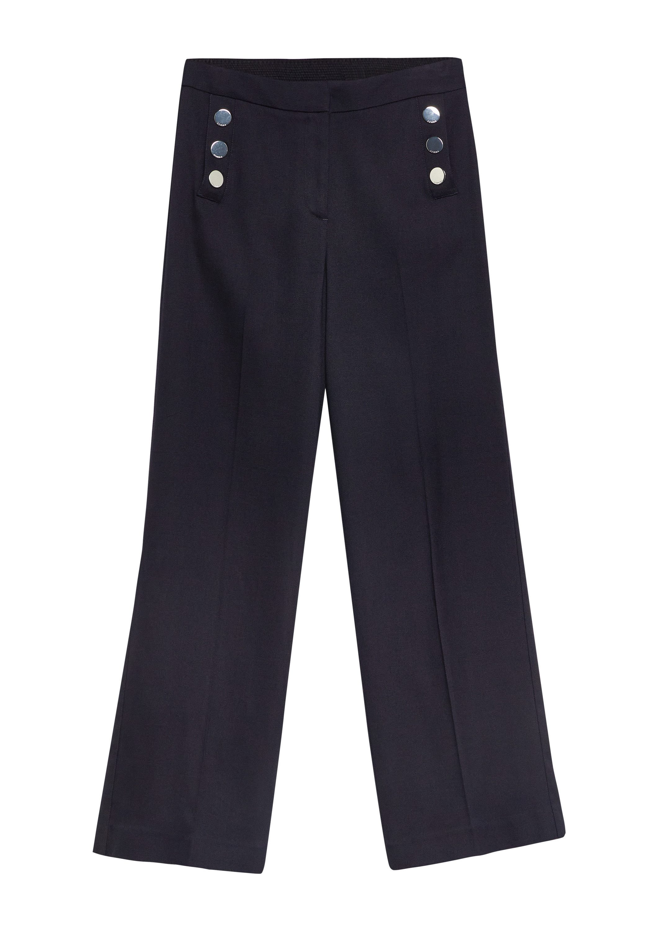 comma Chinos Hose Marlene-Hose aus Viskosemix mit Zierknöpfen und Piqué-Struktur