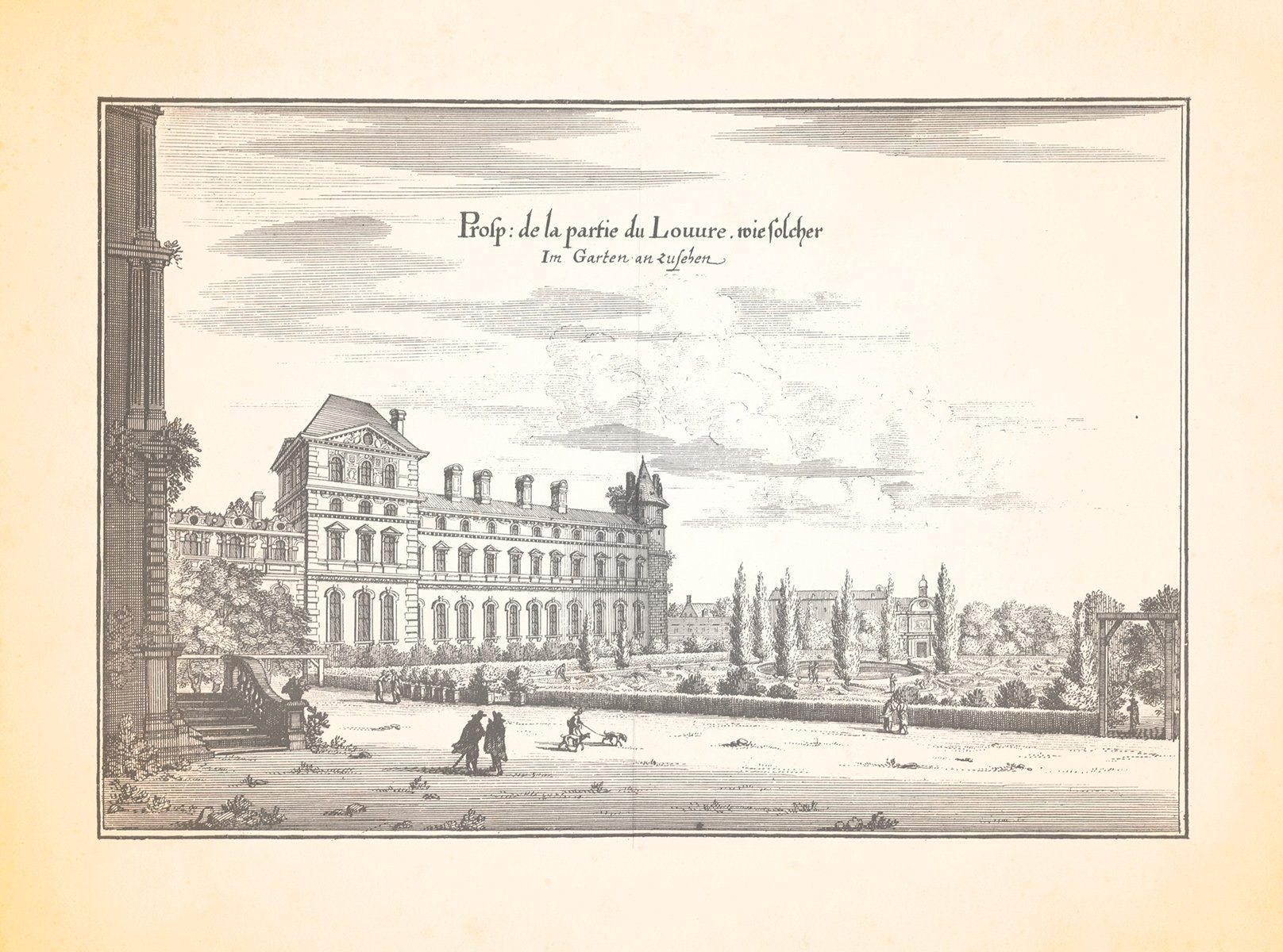 Kunstdruck Prospekt de la partie du Louvre Palatium Lustgarten Königsresidenz Mer
