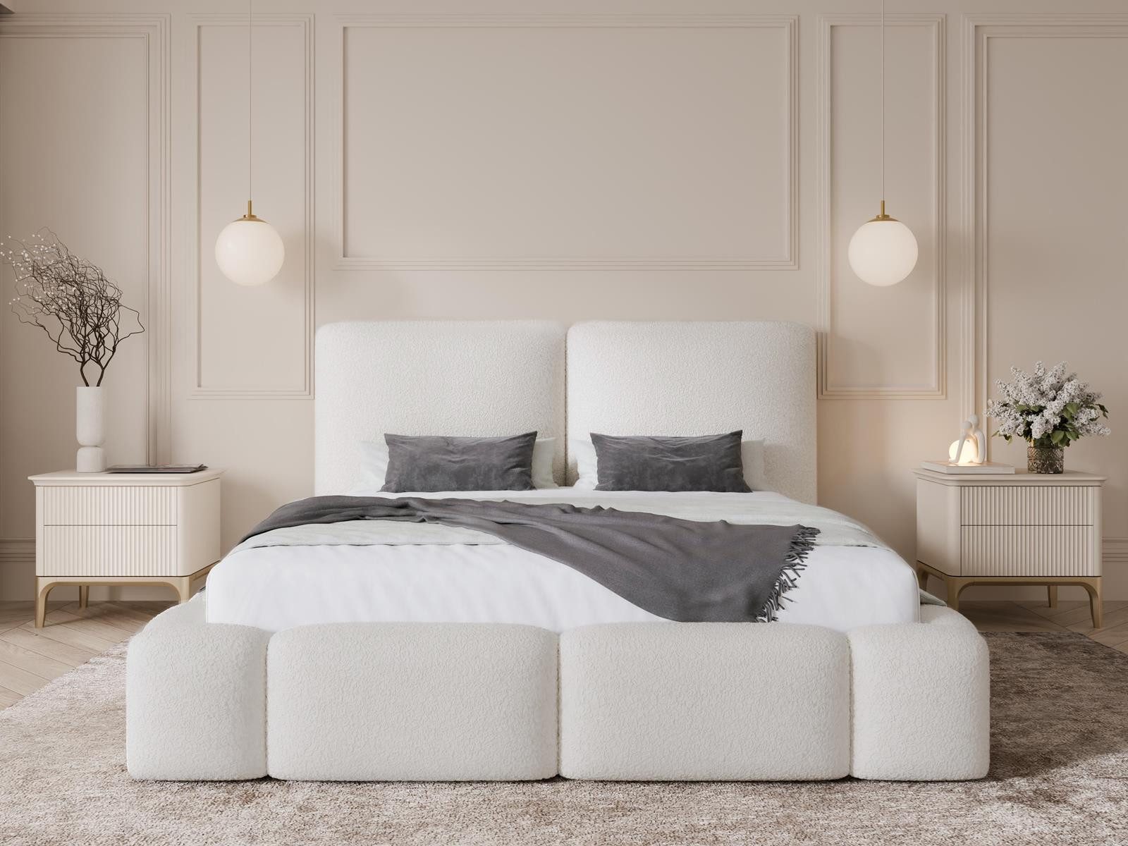 Compleo Polsterbett Wolkenbett BELLAGIO 120x200 140x200 160x200 180x200 200x200 cm (Modernes Bett mit Stauraum & Holzrahmen), Bett weich und modern