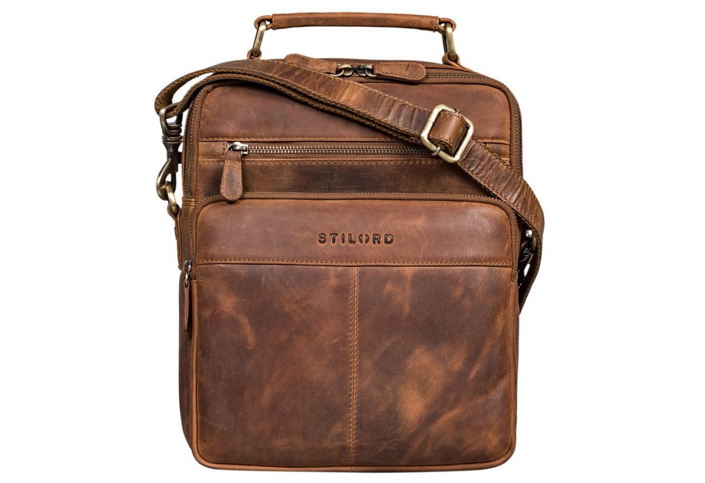 STILORD Schultertasche "Joe" Modische Herrentasche mit Handgriff zum Umhängen aus Leder