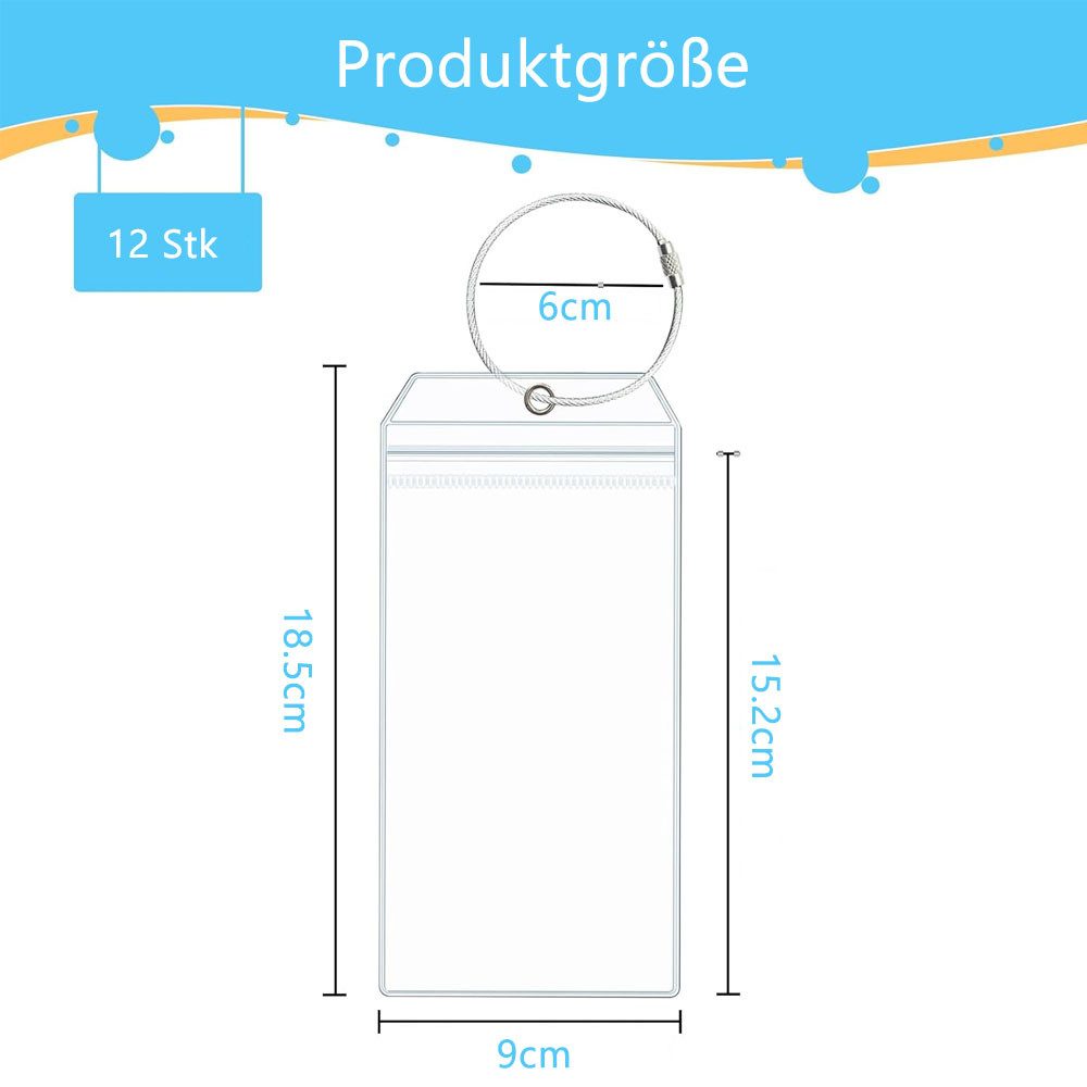 TUWENA Gepäckanhänger 10 Stück Transparente Kofferanhänger, Robuste PVC Gepäckanhänger