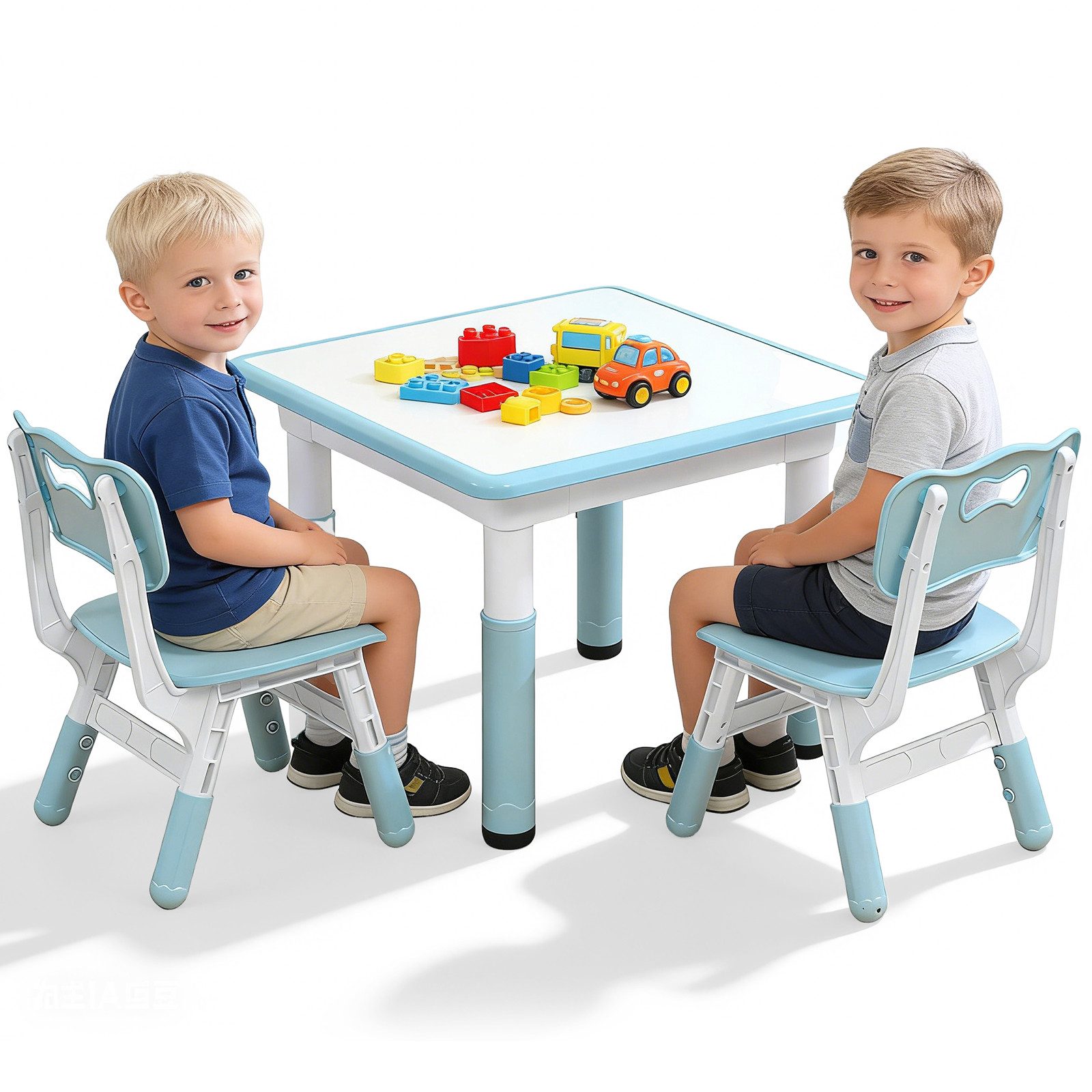 BlingBin Kindersitzgruppe Kindertisch mit 2 Stühlen,Graffiti-Schreibtisc,höhenverstellbarer, (1er Set, 3-tlg., Kindersitzgruppe,Kinder-Aktivitätstisch mit rutschfesten), Für Kinderzimmer, Spielzimmer, Vorschüler