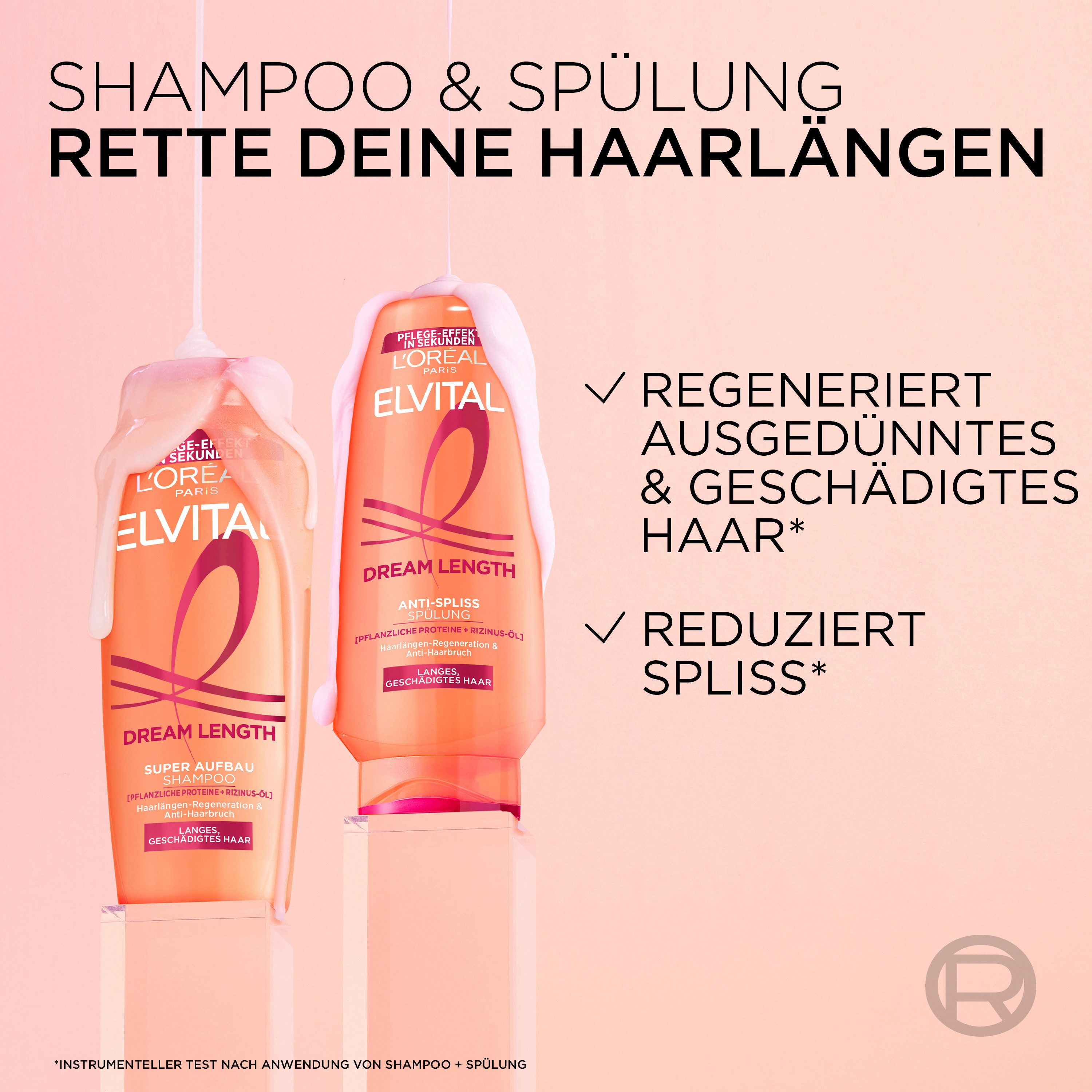 L'ORÉAL PARIS Haarspülung L'Oréal Paris Elvital Dream Length Spülung, Packung, 6-tlg., Stärkt das Haar gegen Haarbruch, sorgt für Glanz und Spannkraft.